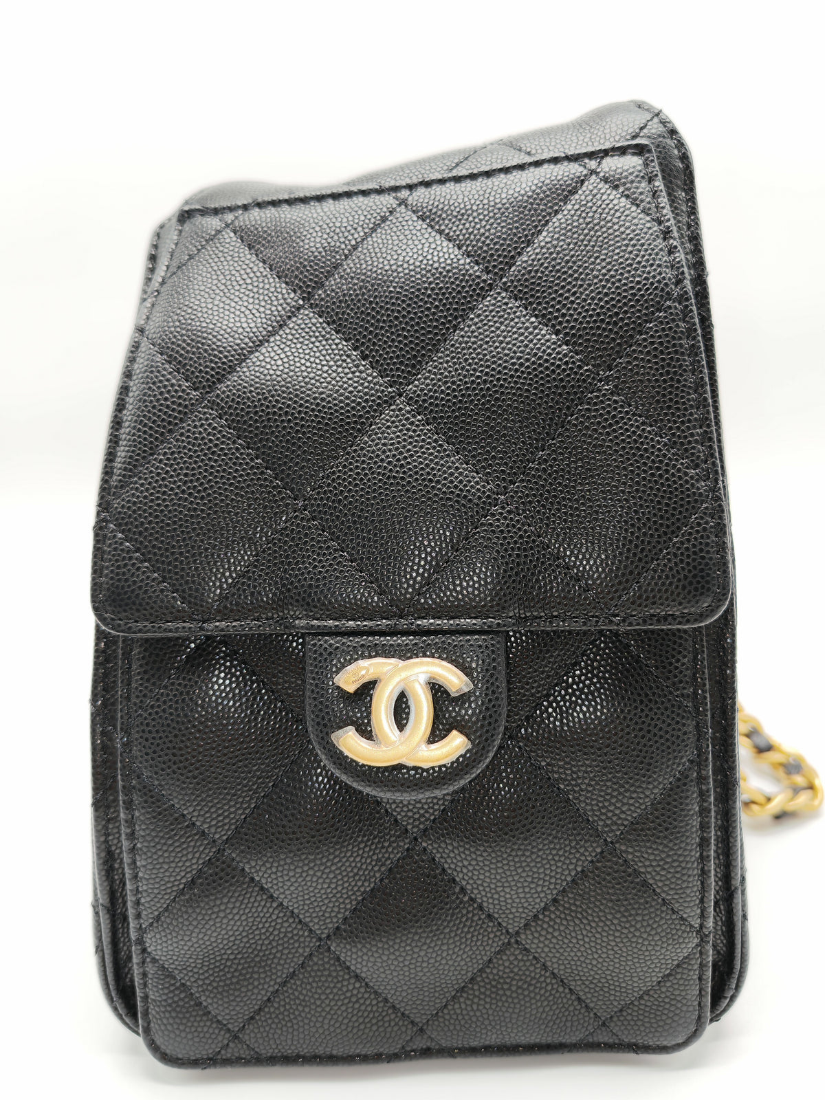Chanel 25 Bag Small in Black Caviar Leather GHW Microchip K6-1H