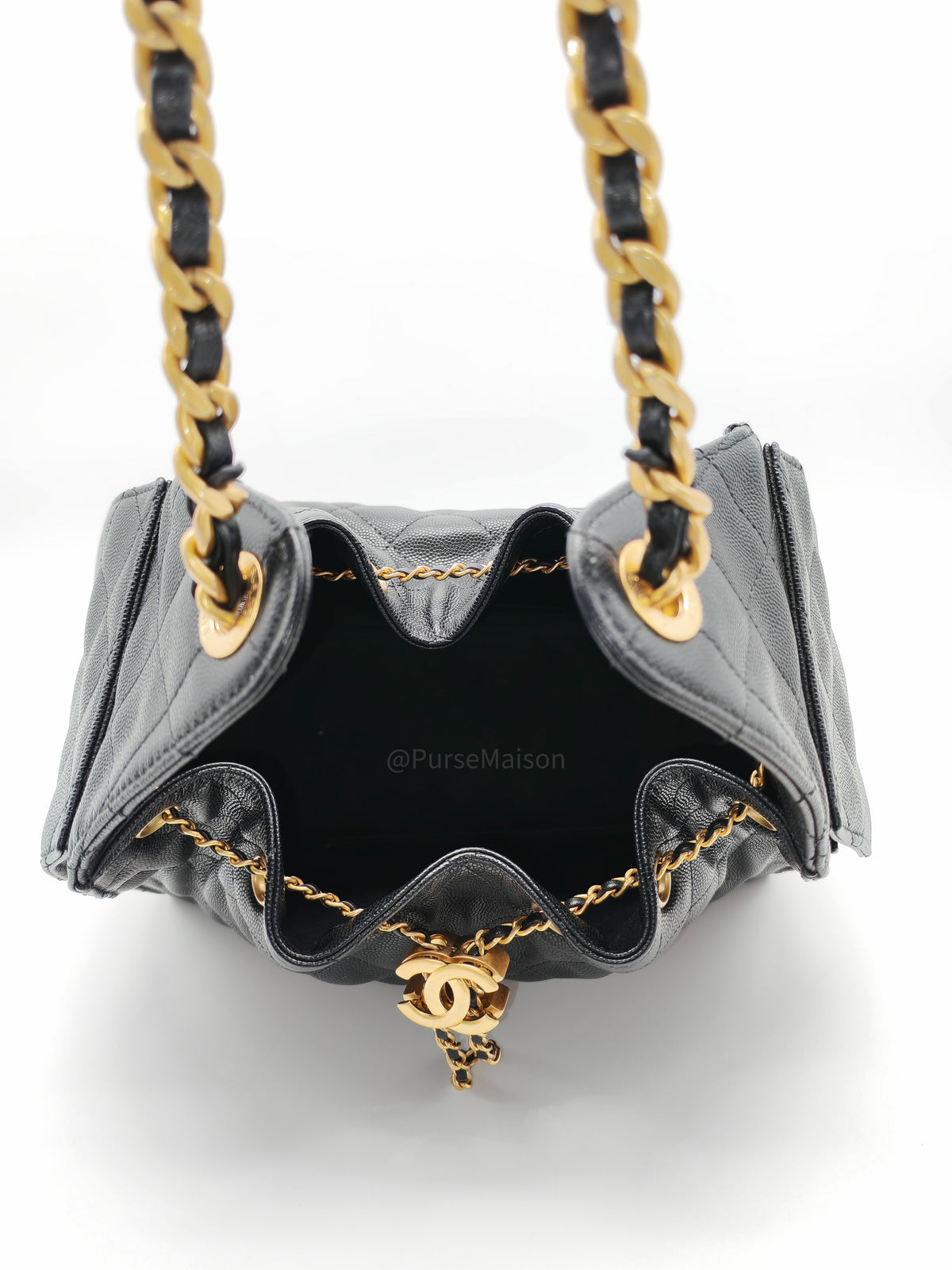 Chanel 25 Bag Small in Black Caviar Leather GHW Microchip K6-1H