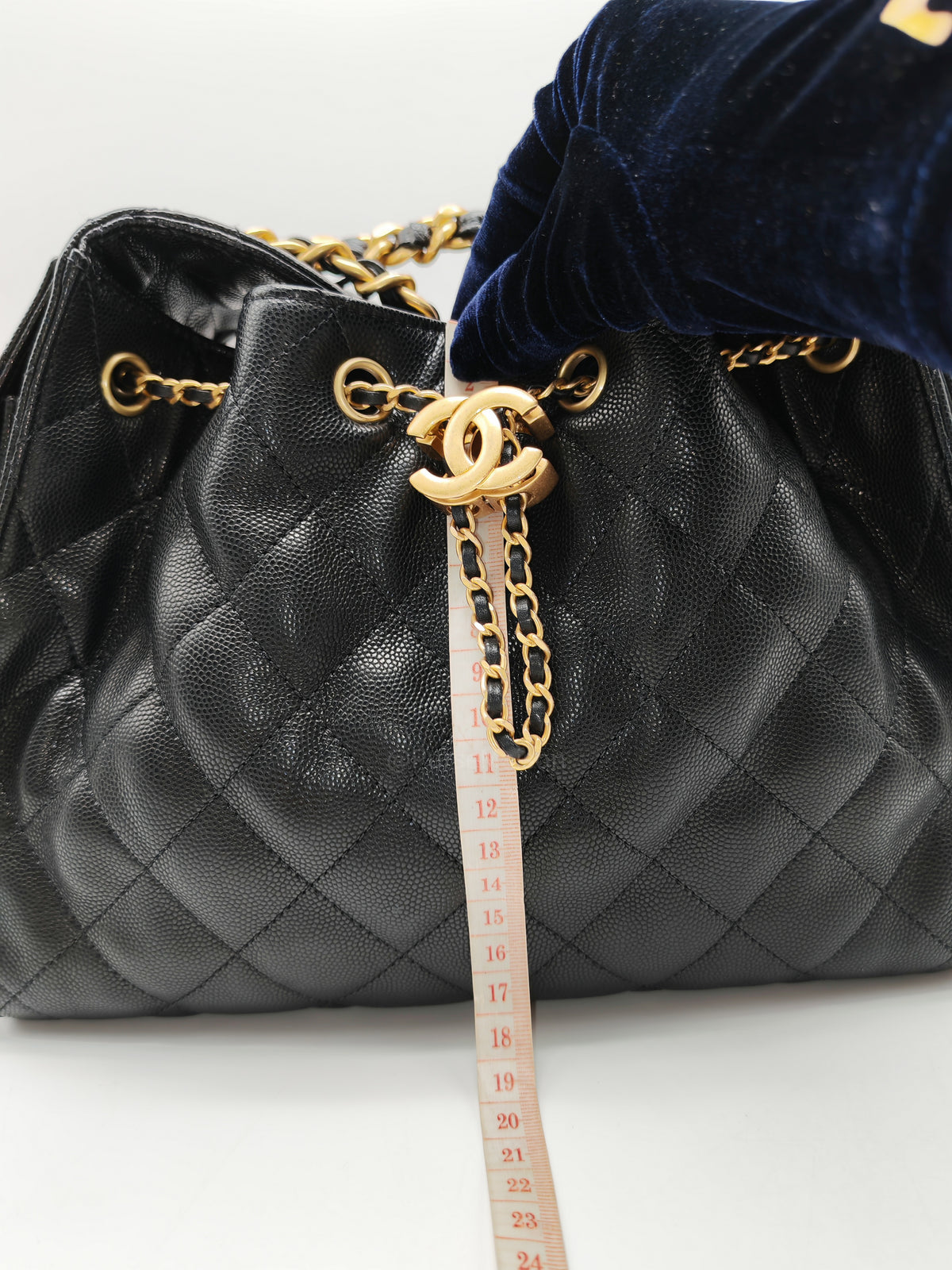 Chanel 25 Bag Small in Black Caviar Leather GHW Microchip K6-1H