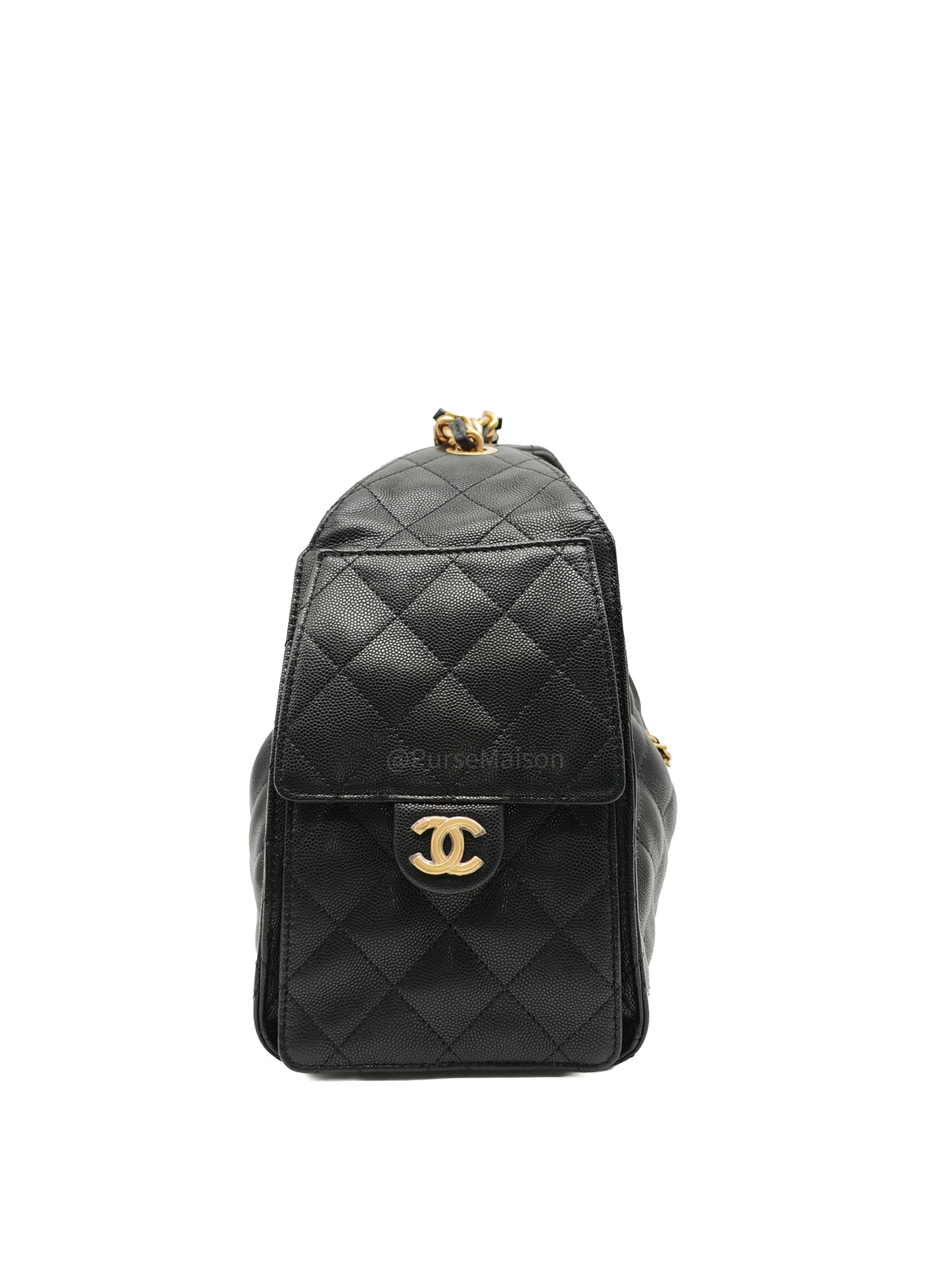 Chanel 25 Bag Small in Black Caviar Leather GHW Microchip K6-1H