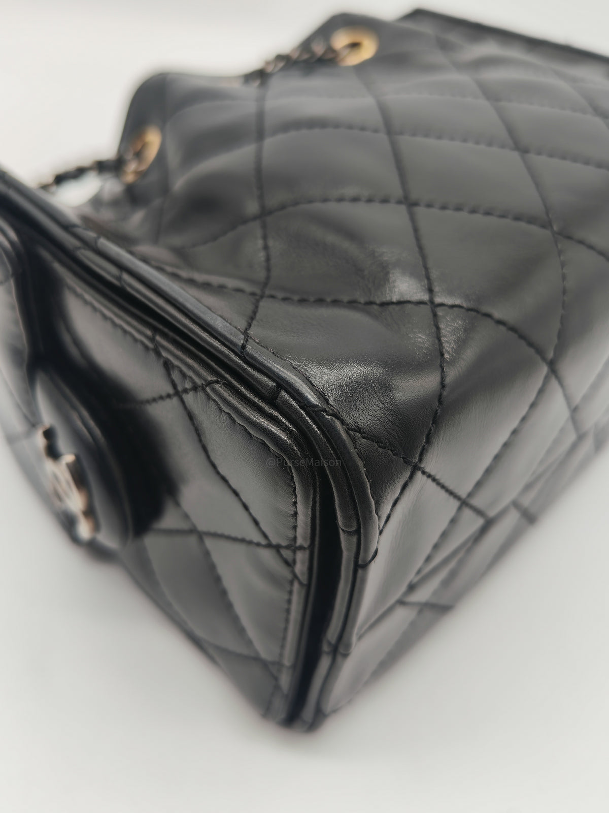 Chanel 25 Hobo Bag Mini in Black Shiny Calfskin Leather and  Mix Hardware Microchip