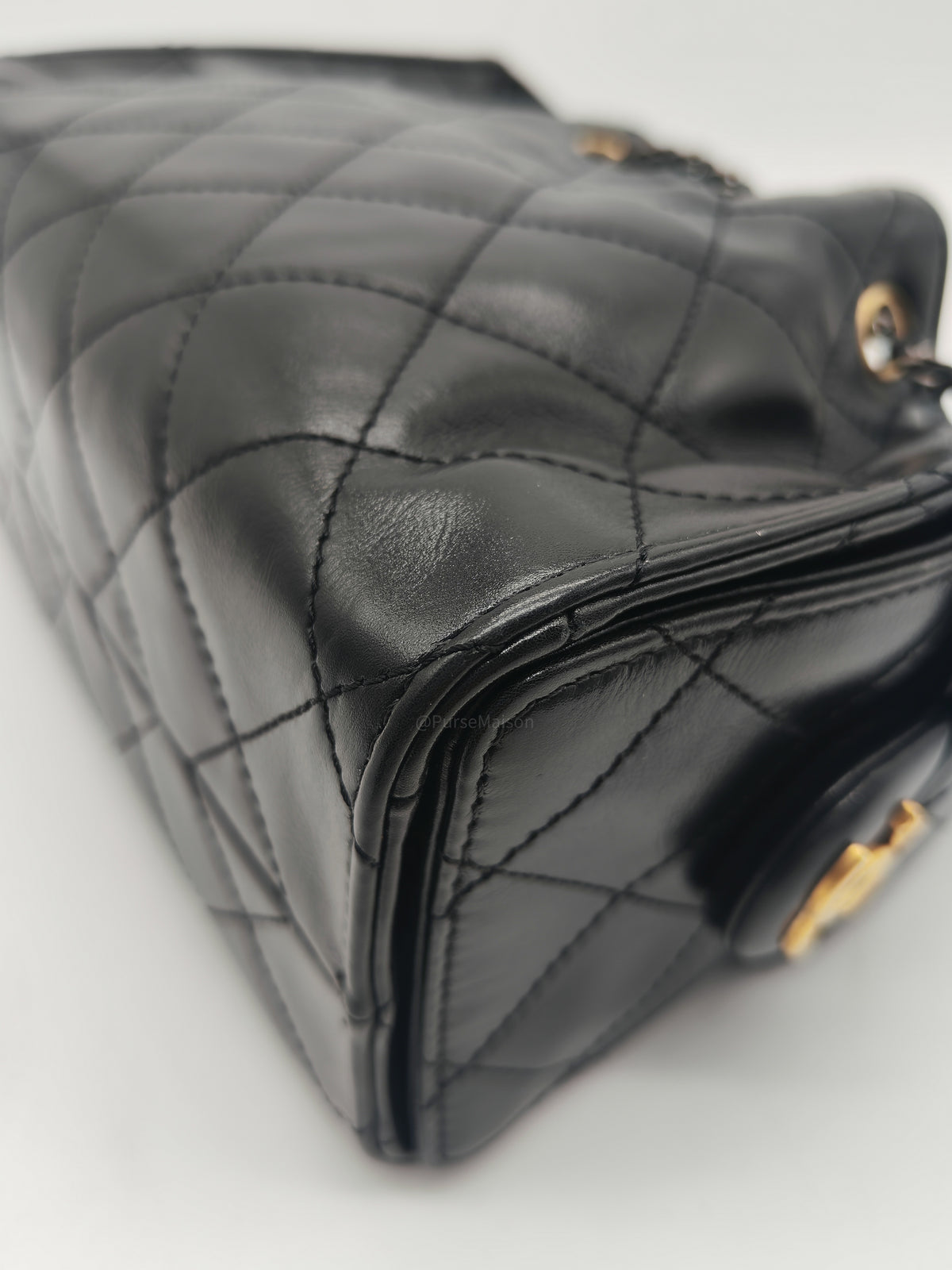 Chanel 25 Hobo Bag Mini in Black Shiny Calfskin Leather and  Mix Hardware Microchip