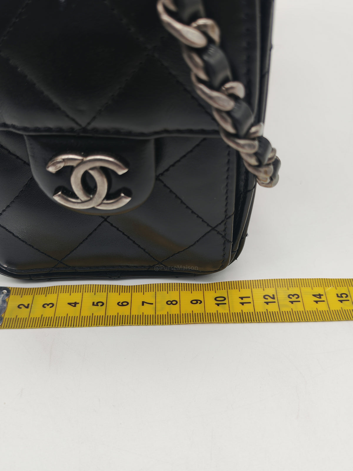 Chanel 25 Hobo Bag Mini in Black Shiny Calfskin Leather and  Mix Hardware Microchip