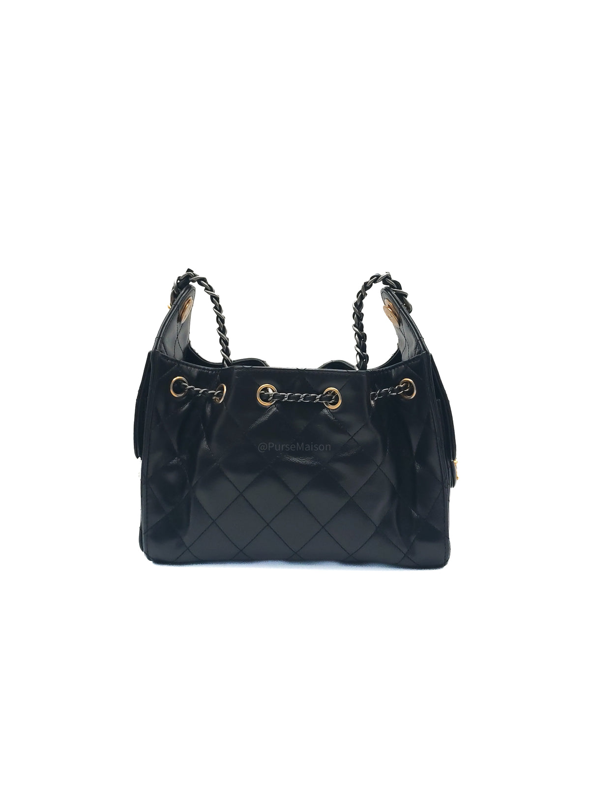 Chanel 25 Hobo Bag Mini in Black Shiny Calfskin Leather and  Mix Hardware Microchip