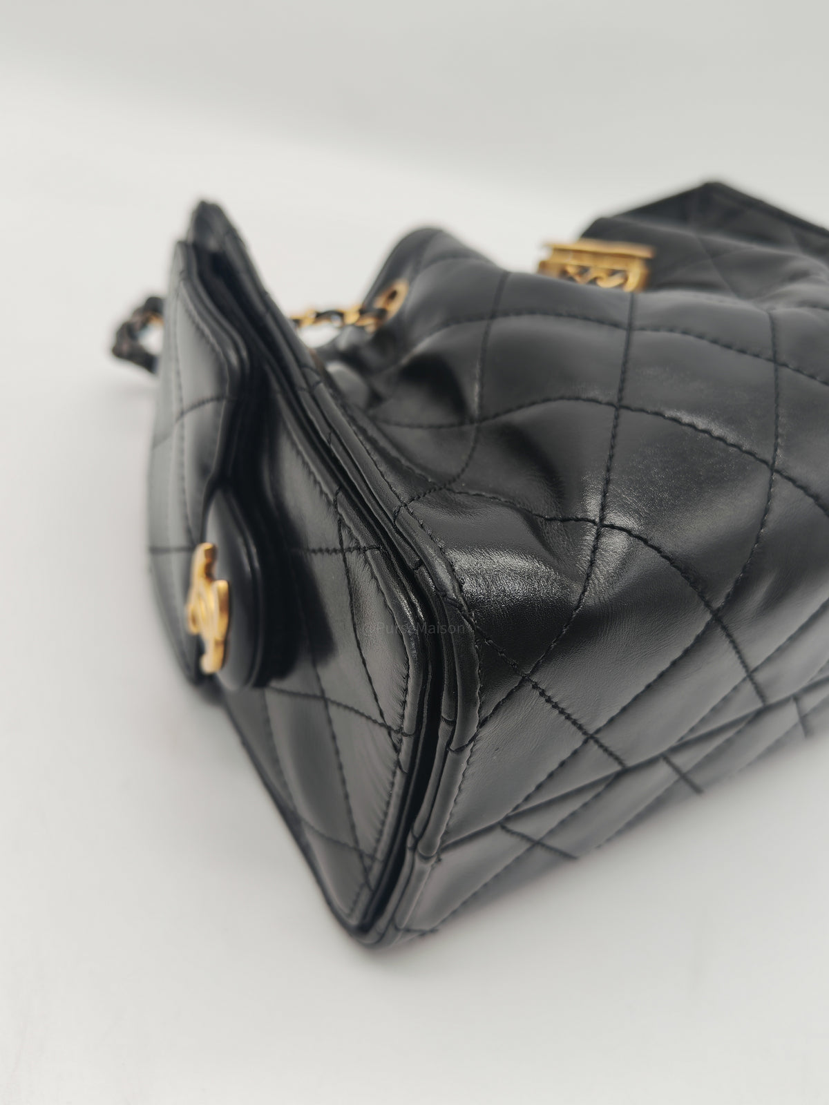Chanel 25 Hobo Bag Mini in Black Shiny Calfskin Leather and  Mix Hardware Microchip