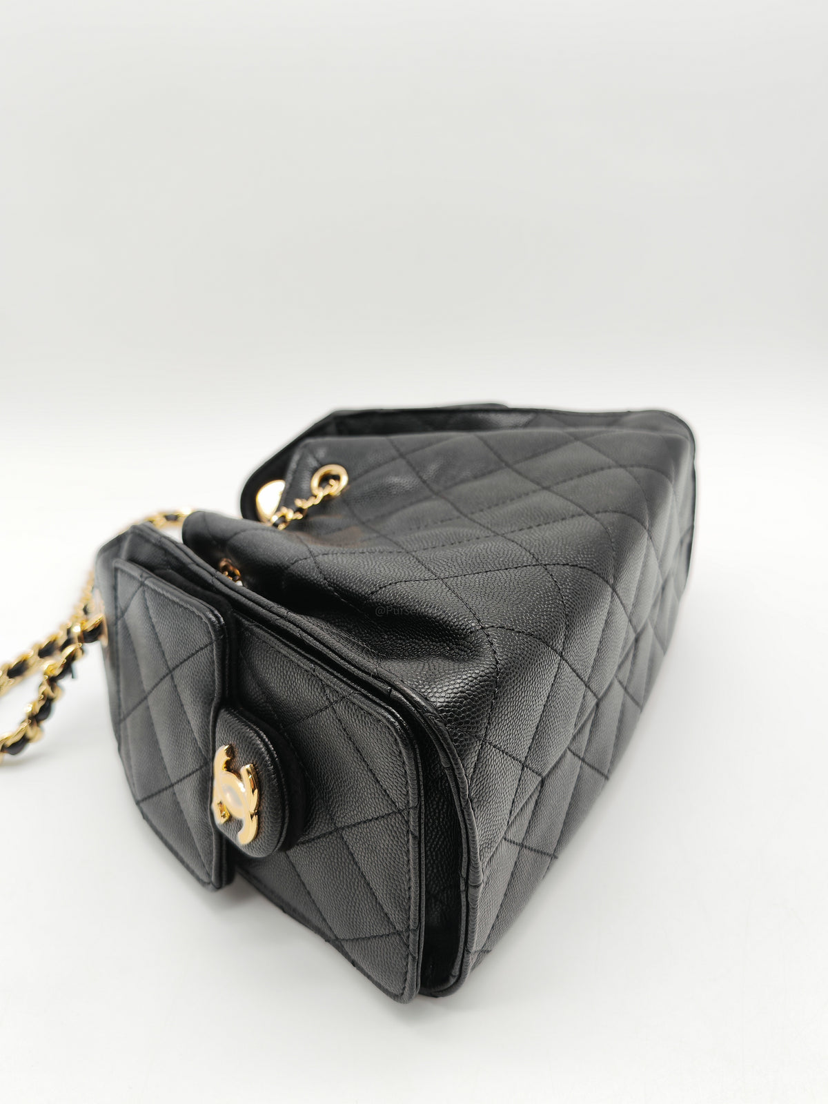Chanel 25 Mini in Black Caviar Leather Shiny Gold Hardware Microchip (C5****81)