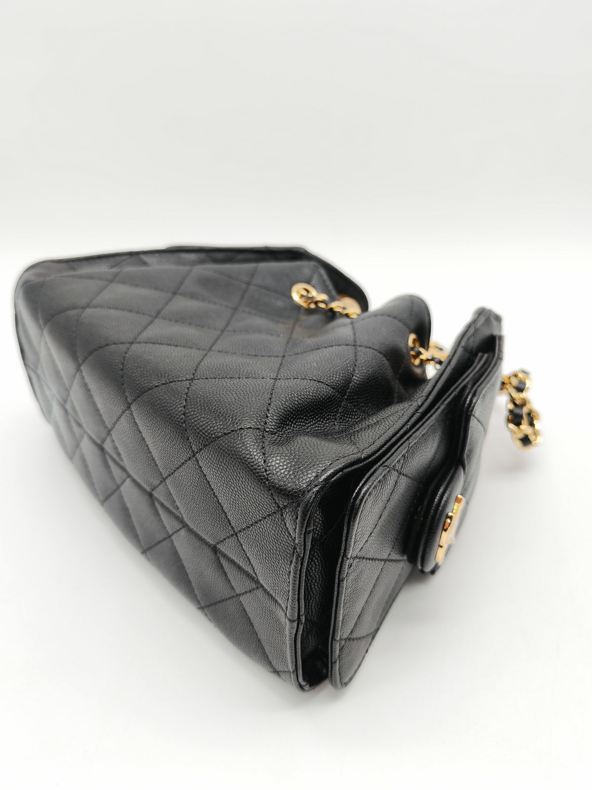 Chanel 25 Mini in Black Caviar Leather Shiny Gold Hardware Microchip (C5****81)