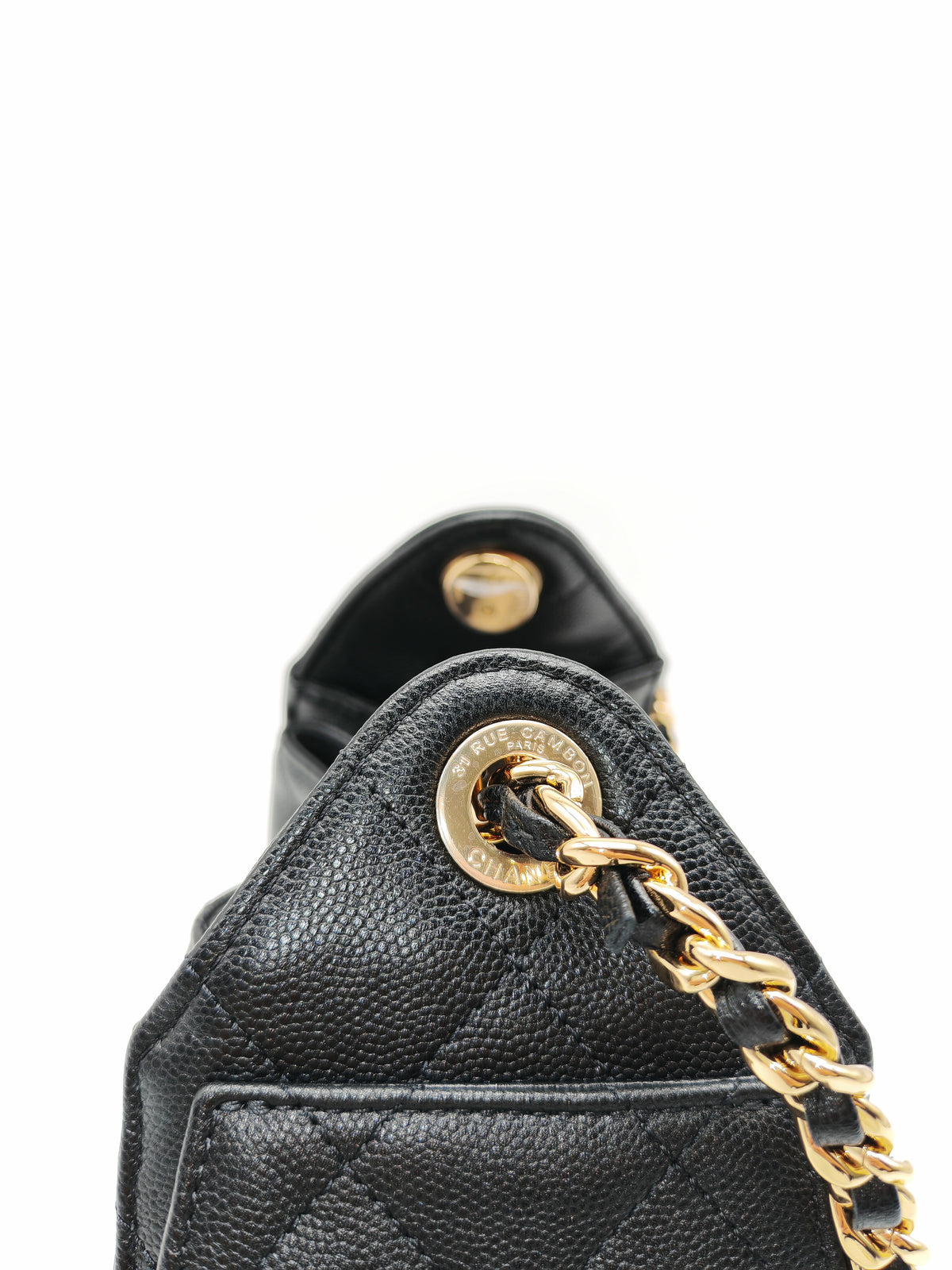 Chanel 25 Mini in Black Caviar Leather Shiny Gold Hardware Microchip (C5****81)