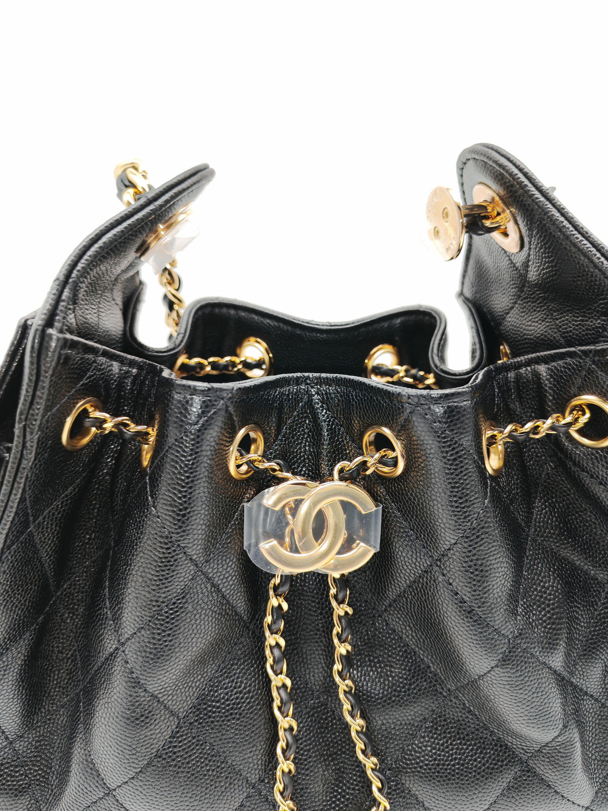 Chanel 25 Mini in Black Caviar Leather Shiny Gold Hardware Microchip (C5****81)
