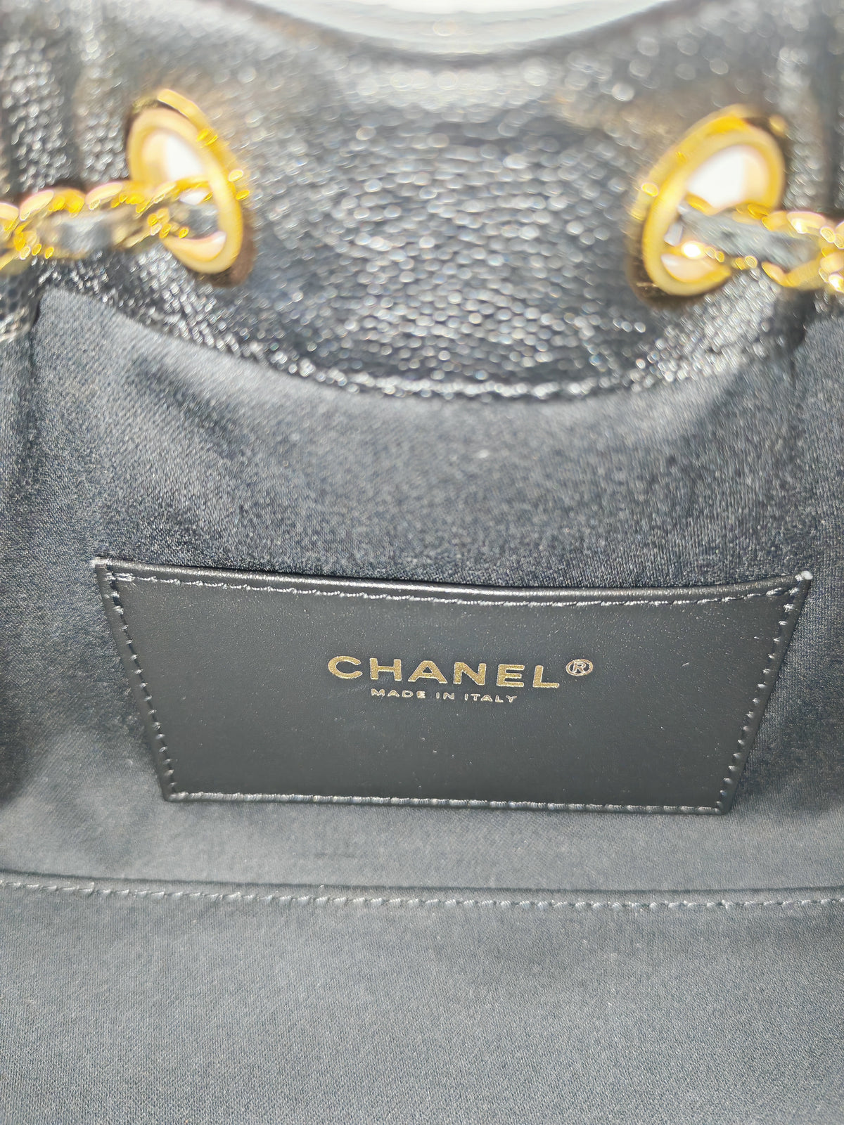 Chanel 25 Mini in Black Caviar Leather Shiny Gold Hardware Microchip (C5****81)