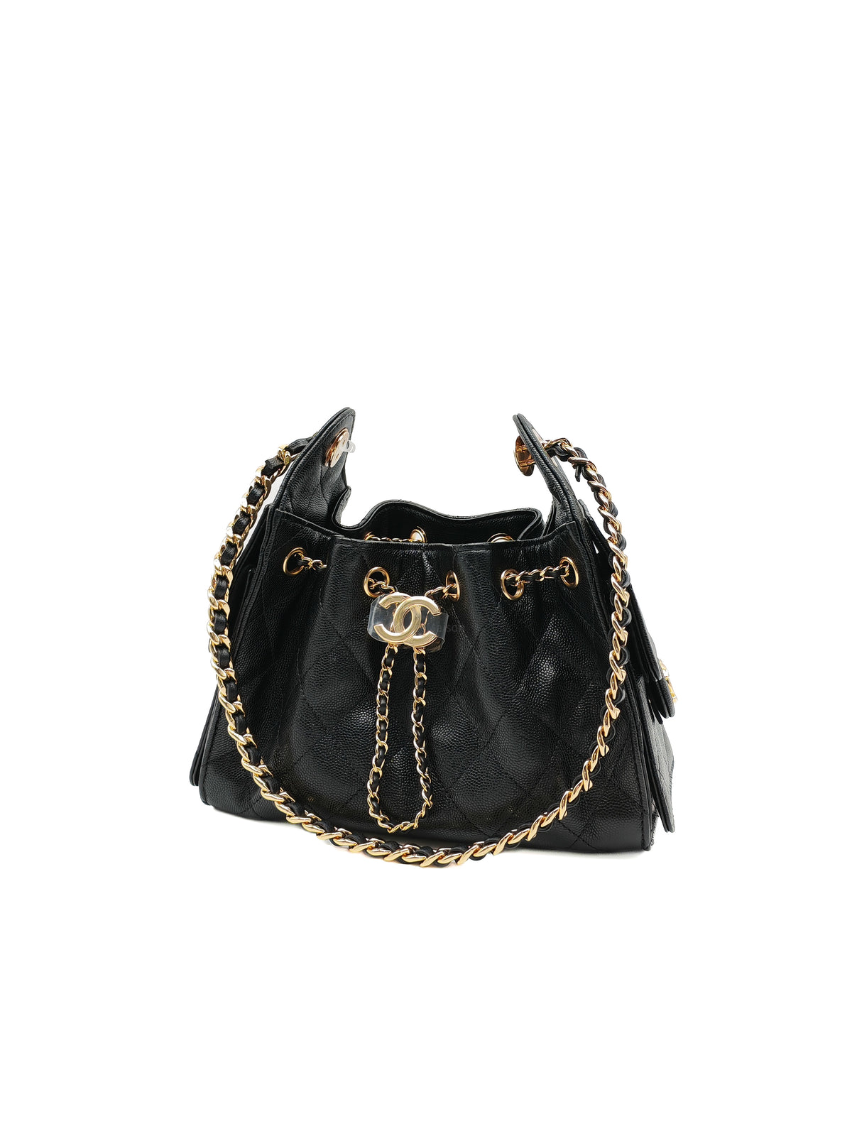 Chanel 25 Mini in Black Caviar Leather Shiny Gold Hardware Microchip (C5****81)
