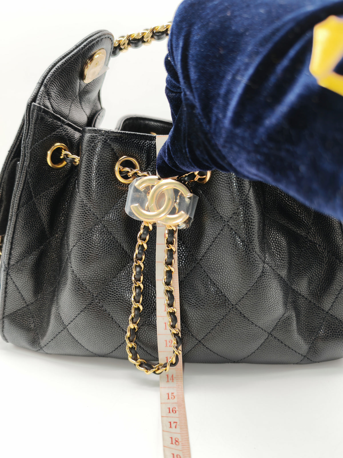 Chanel 25 Mini in Black Caviar Leather Shiny Gold Hardware Microchip (C5****81)