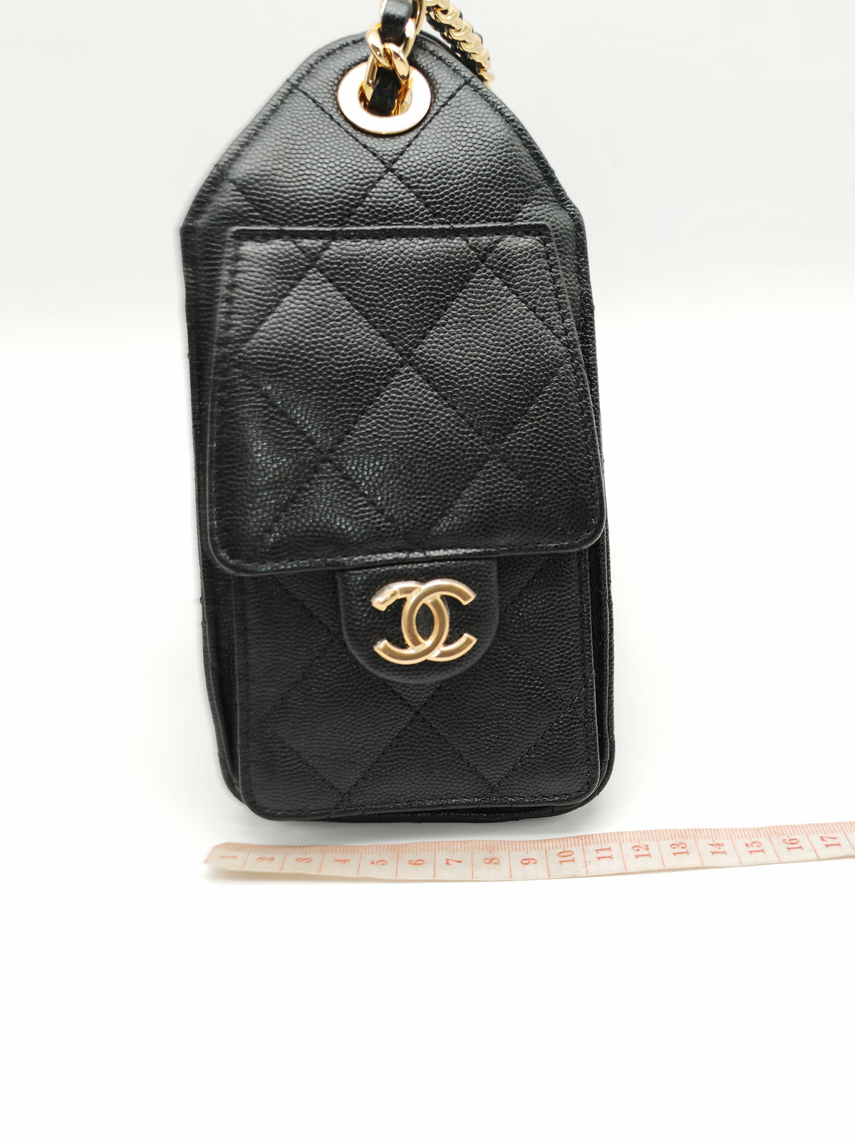 Chanel 25 Mini in Black Caviar Leather Shiny Gold Hardware Microchip (C5****81)