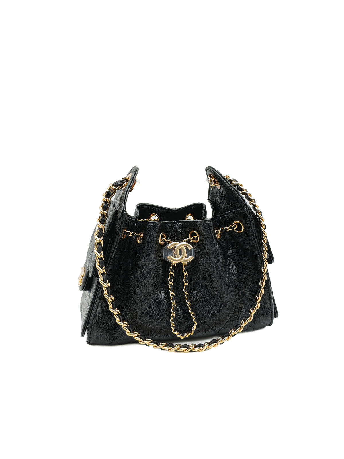 Chanel 25 Mini in Black Caviar Leather Shiny Gold Hardware Microchip (C5****81)