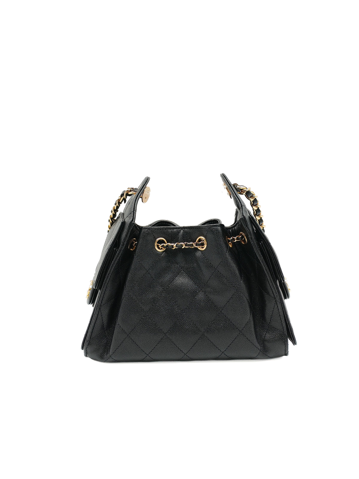 Chanel 25 Mini in Black Caviar Leather Shiny Gold Hardware Microchip (C5****81)