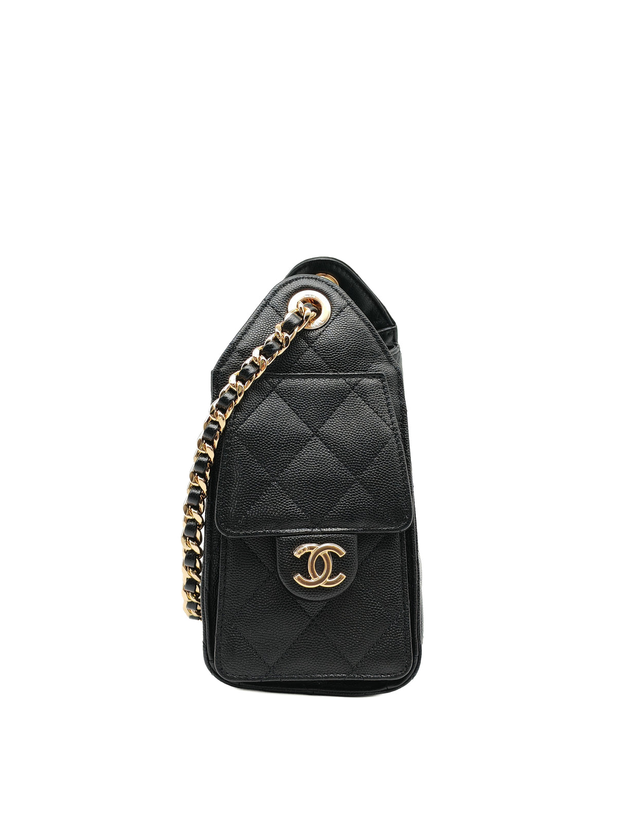 Chanel 25 Mini in Black Caviar Leather Shiny Gold Hardware Microchip (C5****81)