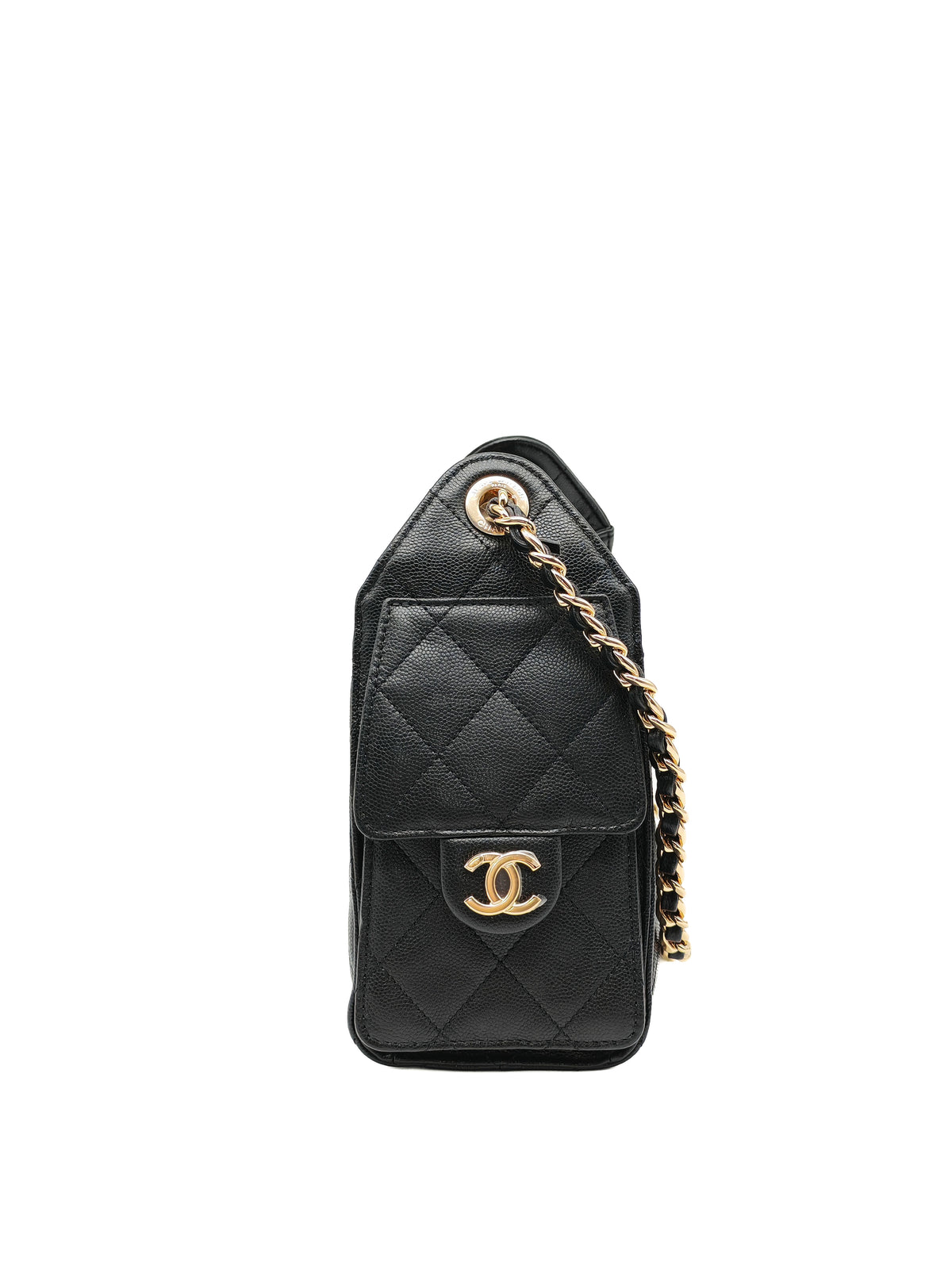 Chanel 25 Mini in Black Caviar Leather Shiny Gold Hardware Microchip (C5****81)