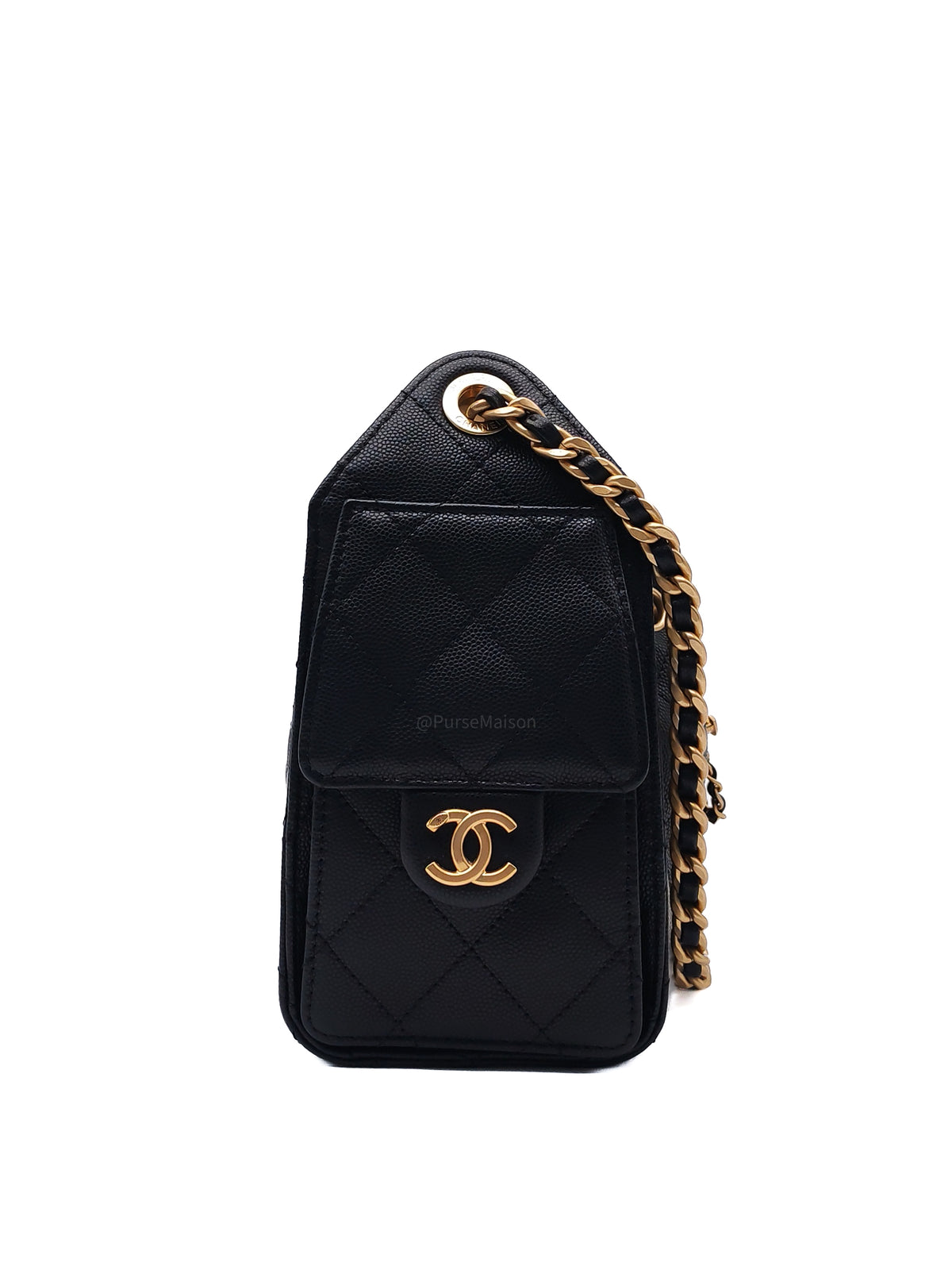 Chanel 25 Hobo Bag Mini in Black Caviar Leather and Aged Gold Hardware Microchip (A2****70)