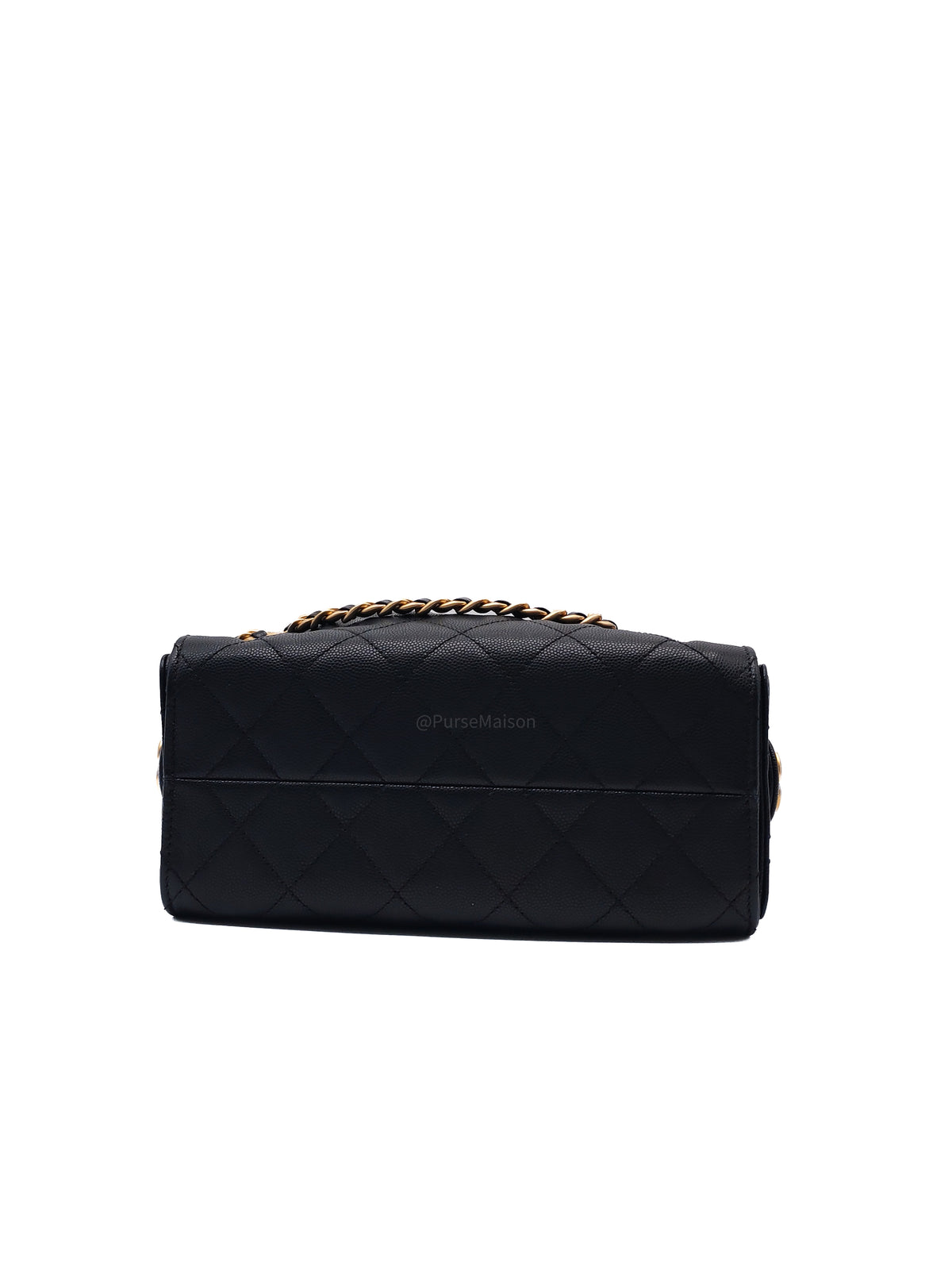 Chanel 25 Hobo Bag Mini in Black Caviar Leather and Aged Gold Hardware Microchip (A2****70)