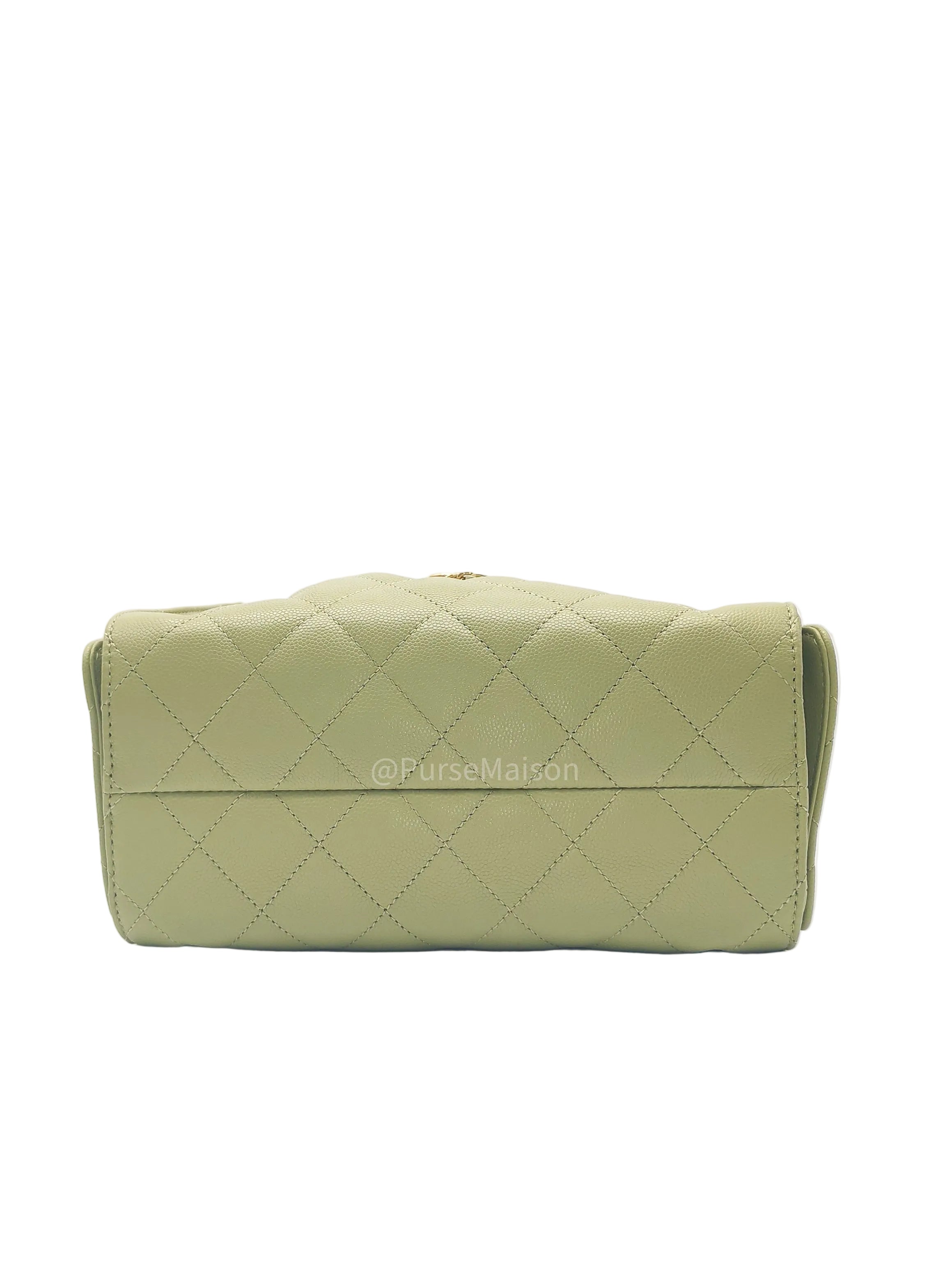 Chanel 25 Hobo Bag Mini in Light Green Caviar Leather Shiny Gold Hardware (Microchip)
