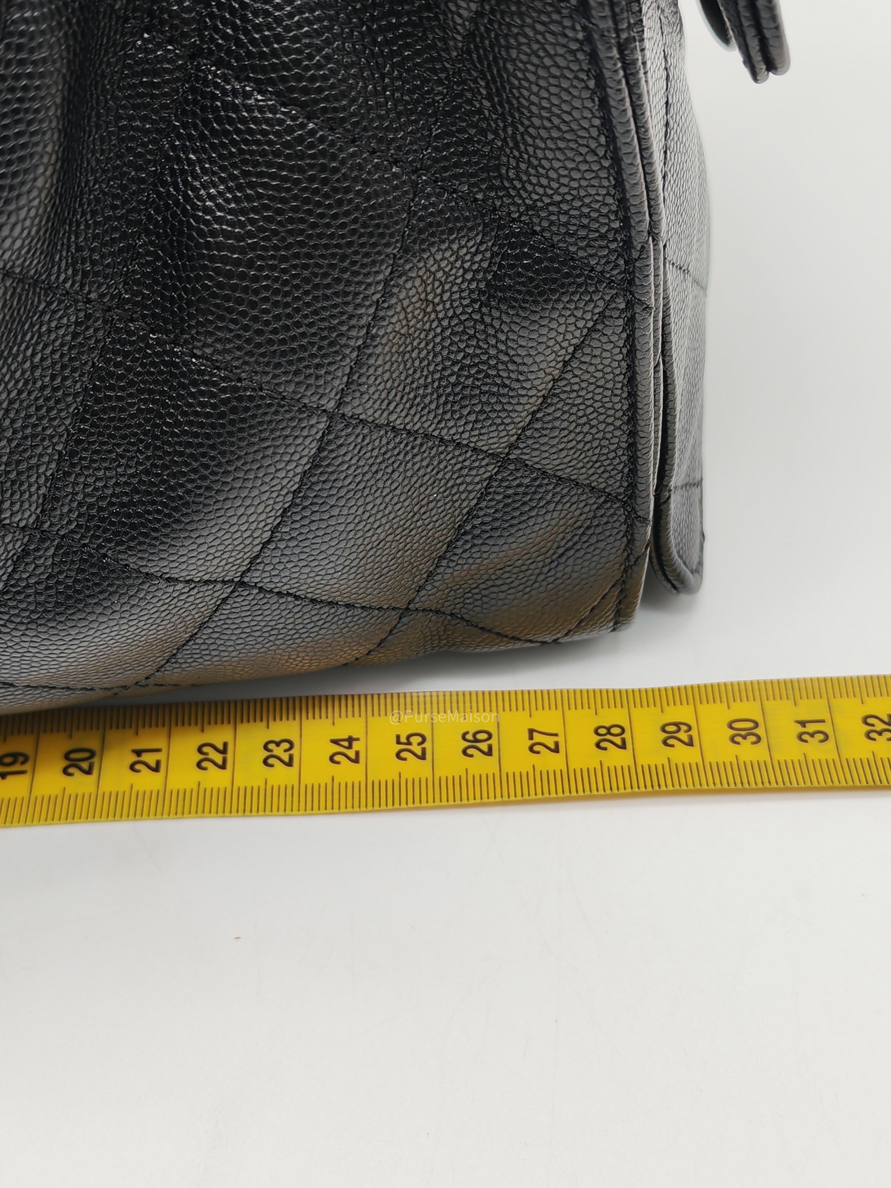Chanel 25 Hobo Bag Small in Black Caviar Leather Aged Gold Hardware (Microchip)