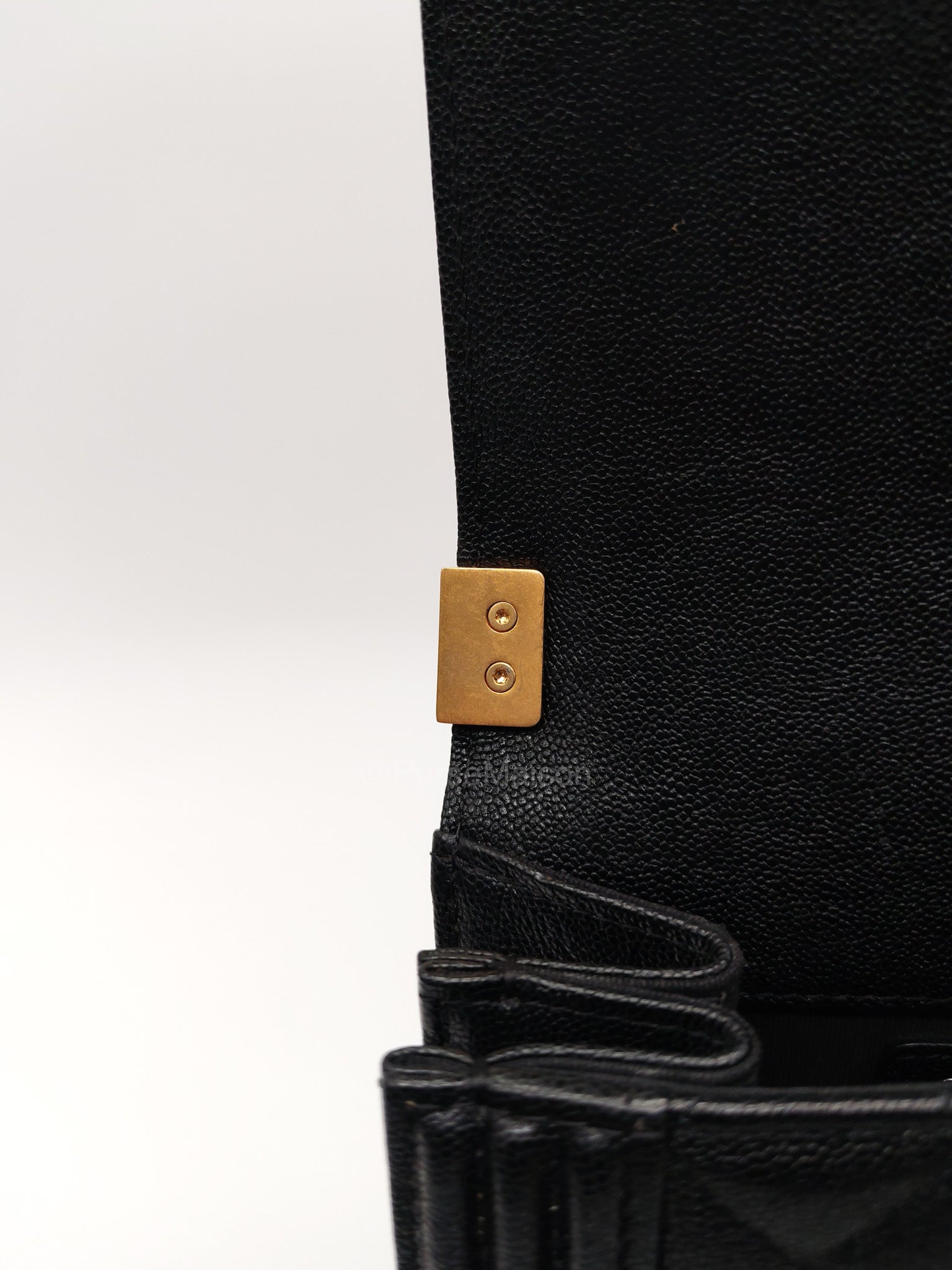Chanel Boy North South Flap Bag in Black Quilted Caviar Leather and Aged Gold Hardware Series 28