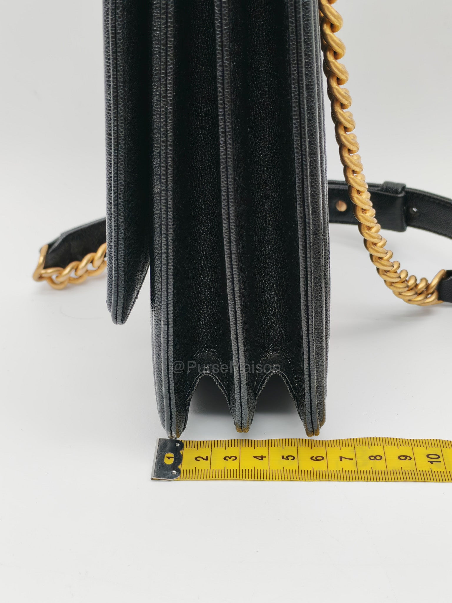 Chanel Boy North South Flap Bag in Black Quilted Caviar Leather and Aged Gold Hardware Series 28