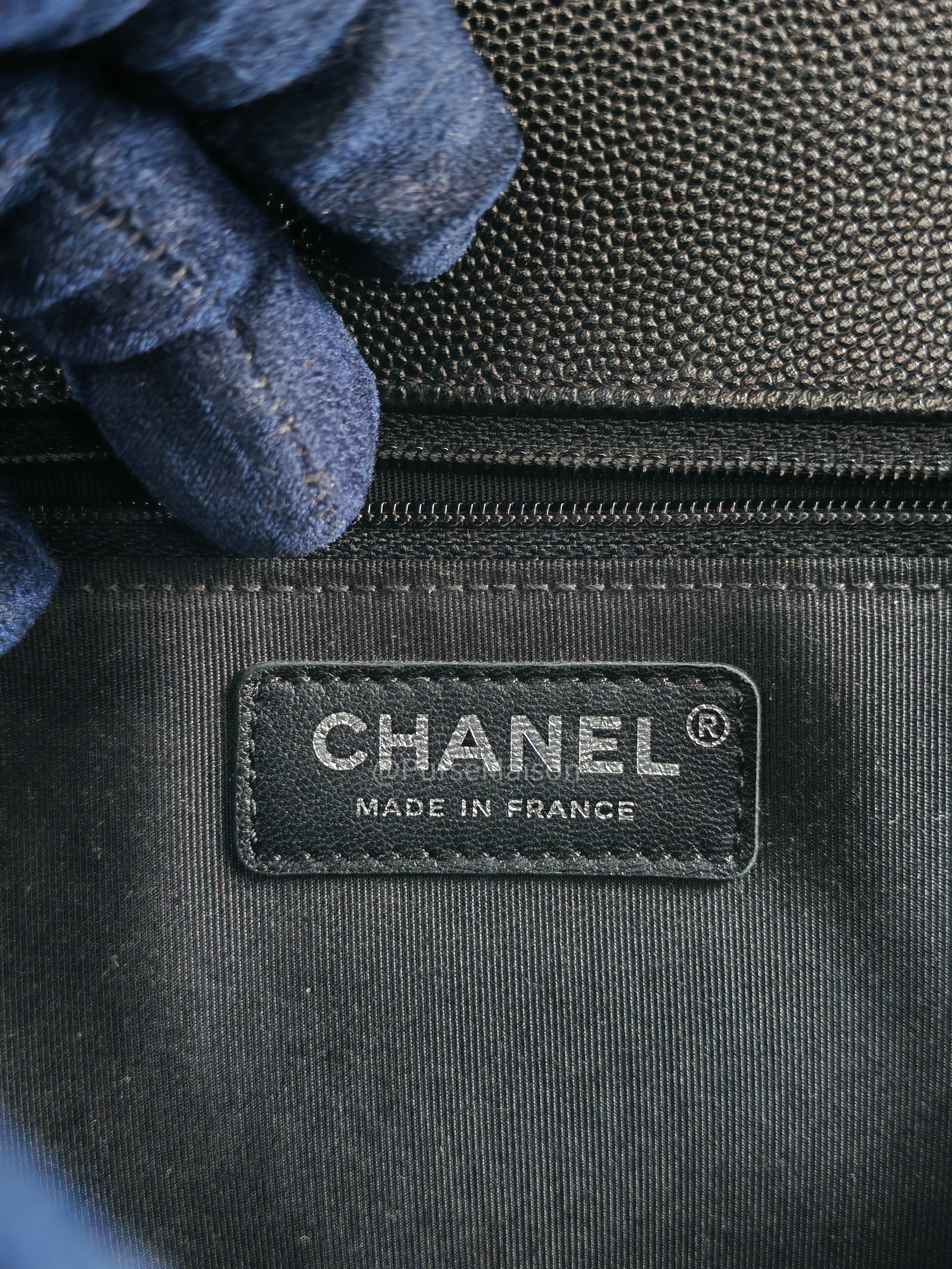 Chanel Boy New Medium in Black Quilted Caviar Leather and Ruthenium Hardware Series 25