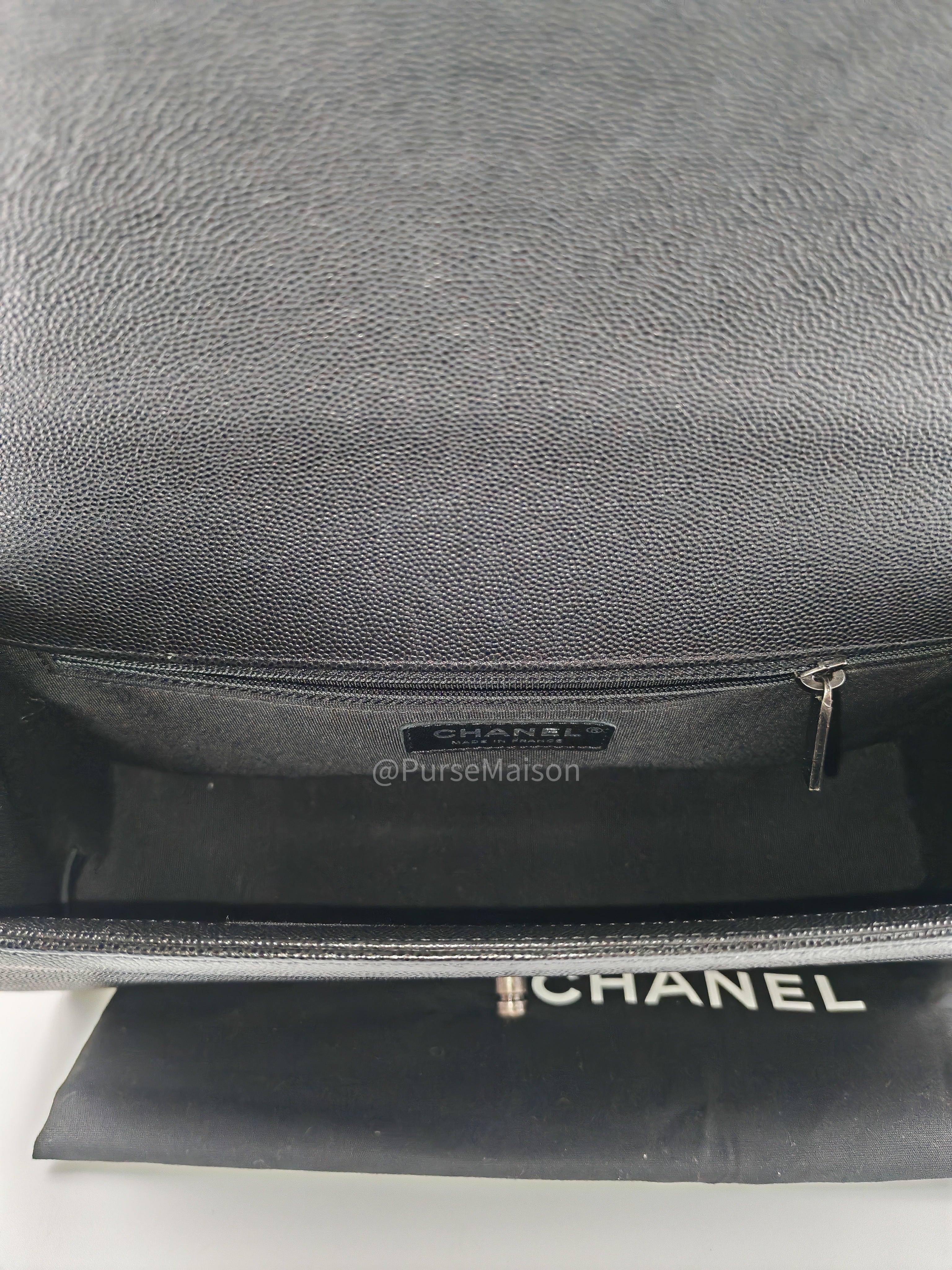 Chanel Boy New Medium in Black Quilted Caviar Leather and Ruthenium Hardware Series 25