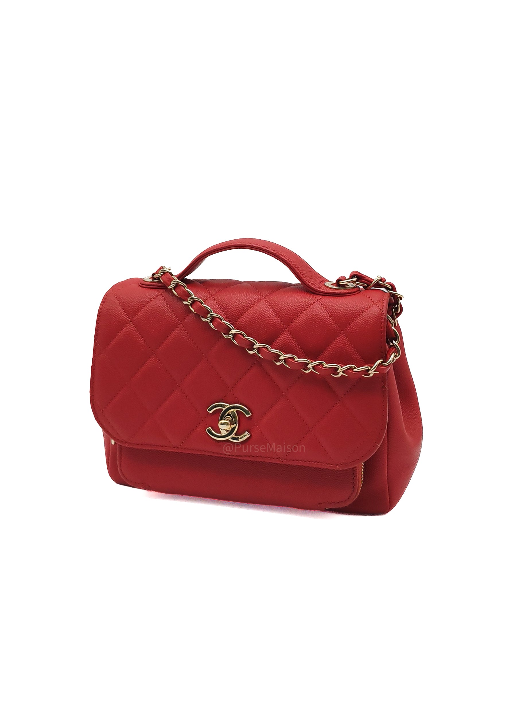 Chanel Business Affinity Flap Bag Medium in Red Caviar Leather and Gold Hardware Series 28