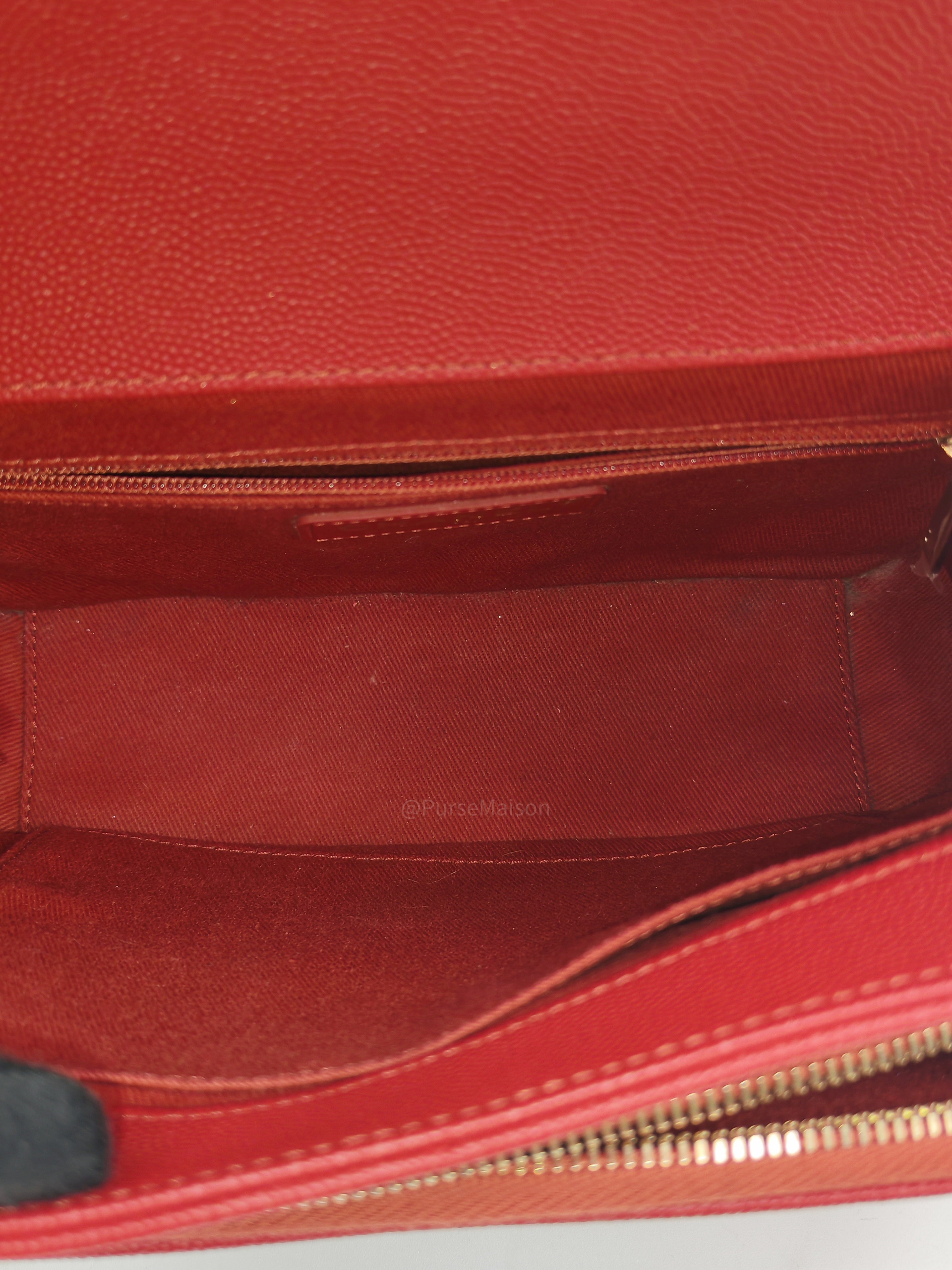Chanel Business Affinity Flap Bag Medium in Red Caviar Leather and Gold Hardware Series 28