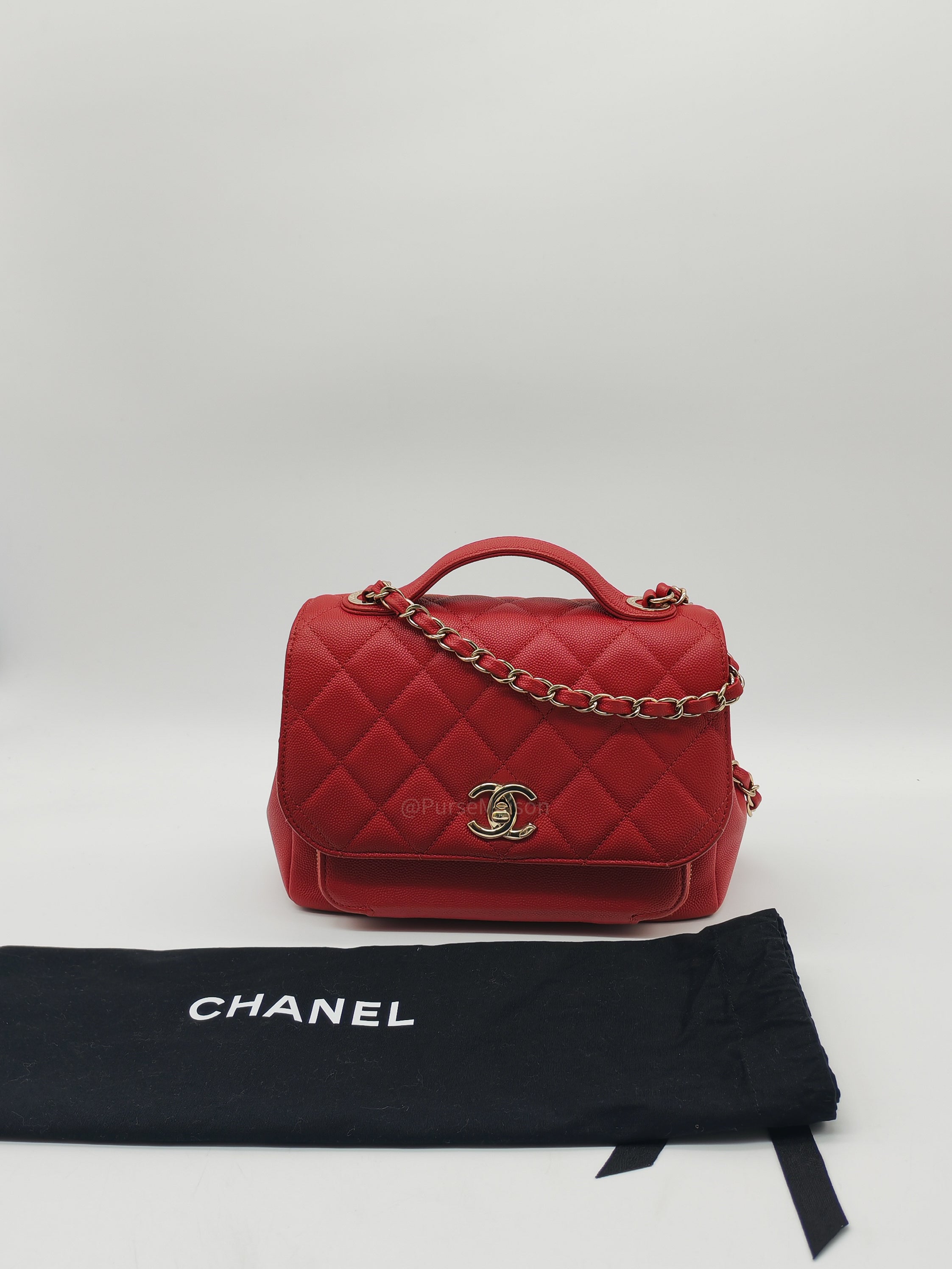 Chanel Business Affinity Flap Bag Medium in Red Caviar Leather and Gold Hardware Series 28