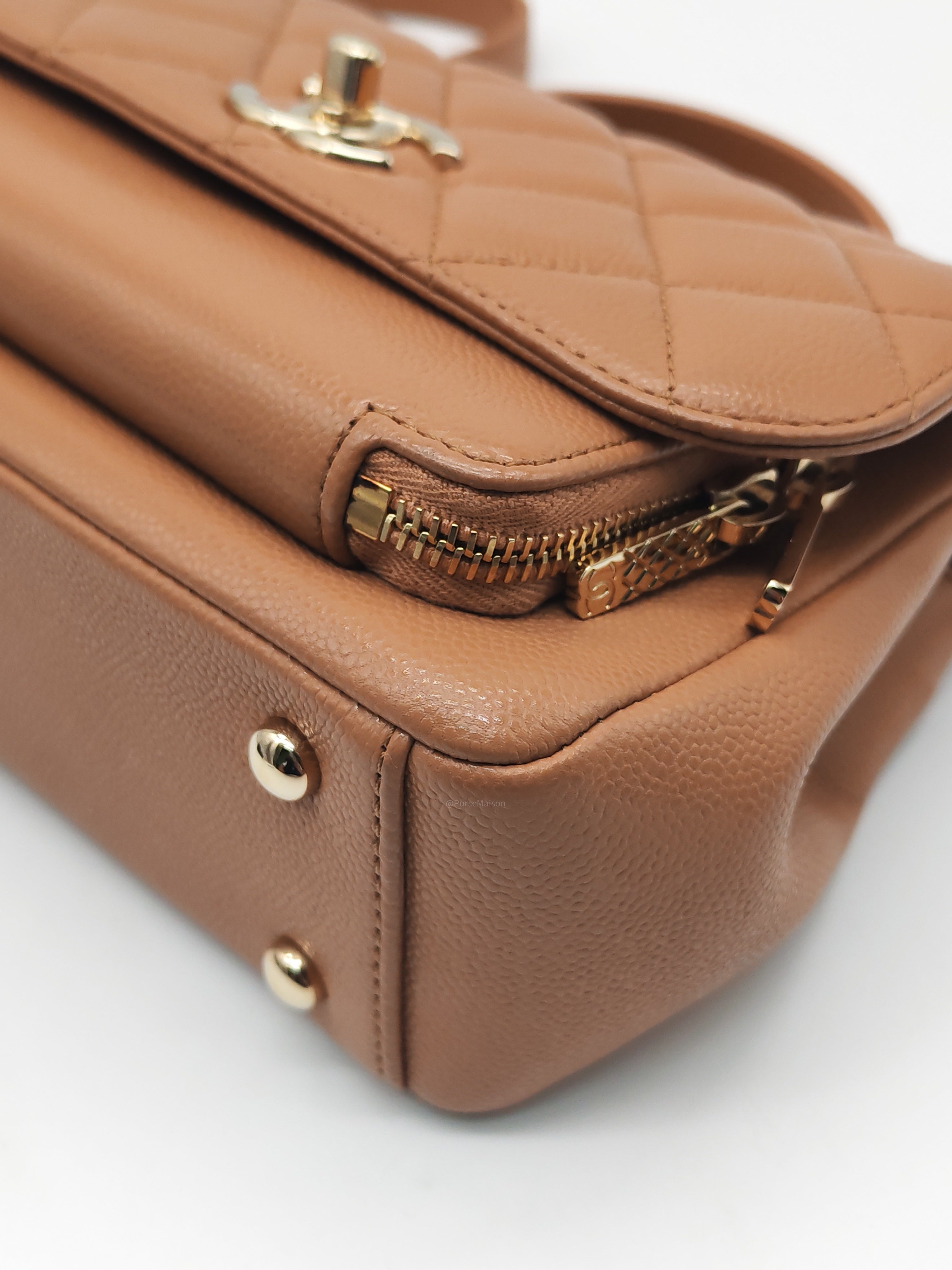 Chanel Business Affinity Small in Caramel Caviar Leather Light Gold Hardware (Series 30)