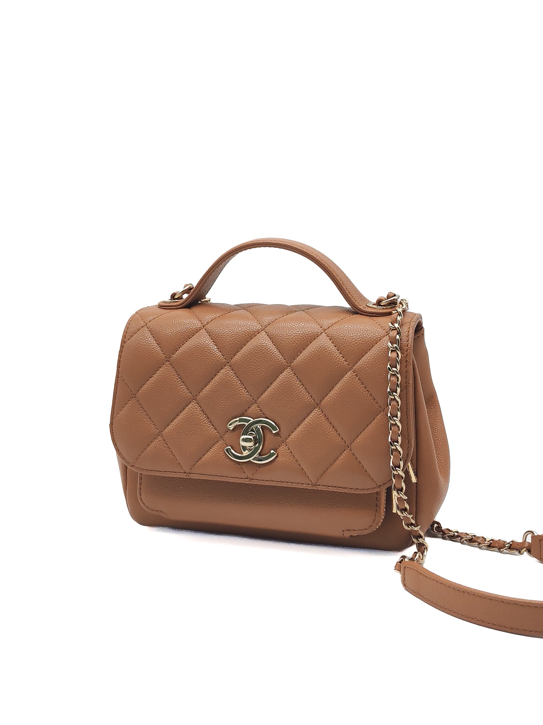 Chanel Business Affinity Small in Caramel Caviar Leather Light Gold Hardware (Series 30)