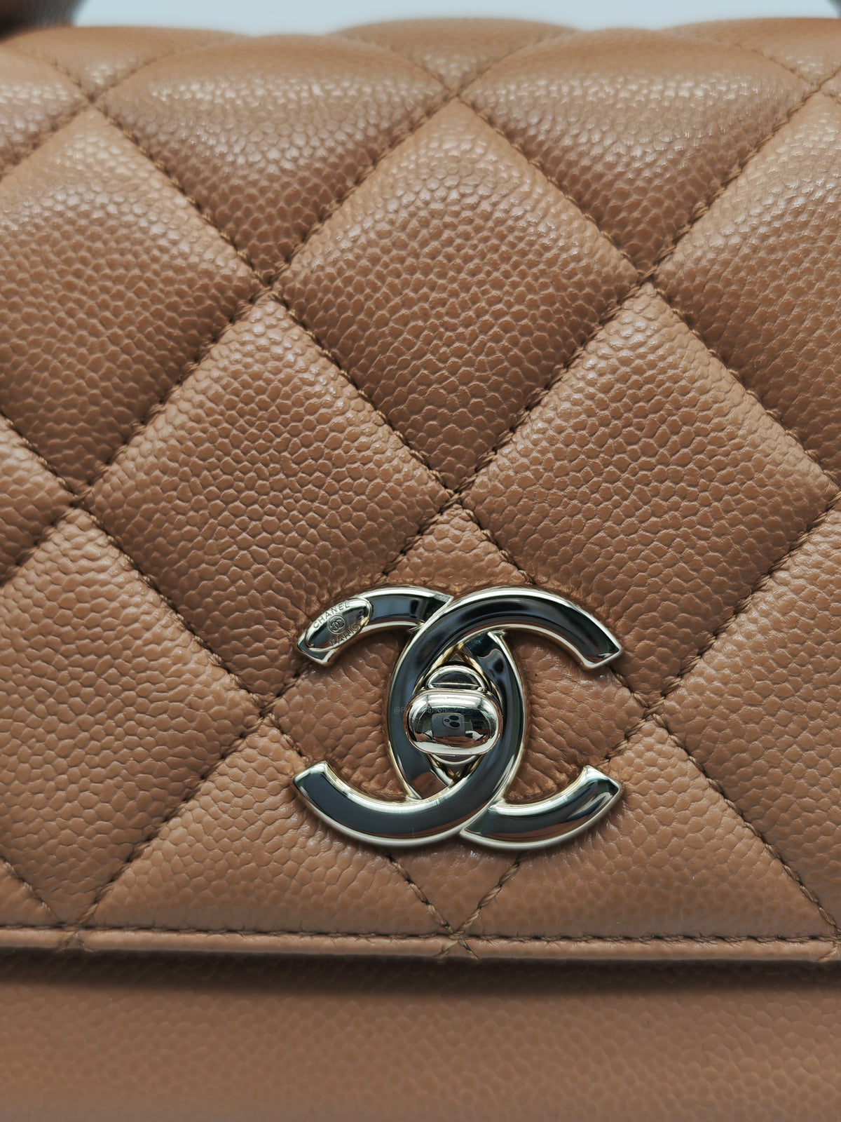 Chanel Business Affinity Small in Caramel Caviar Leather Light Gold Hardware (Series 30)