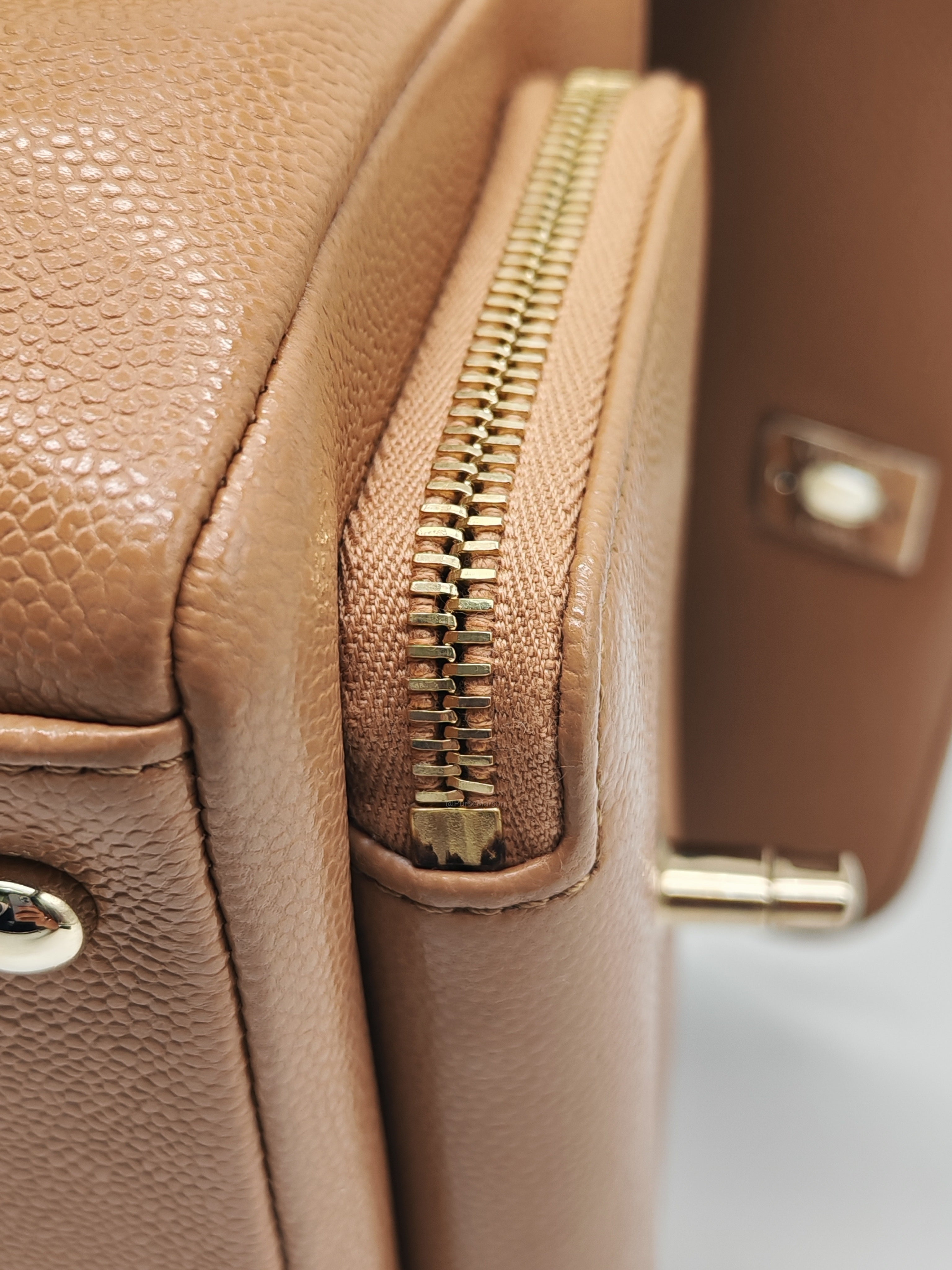 Chanel Business Affinity Small in Caramel Caviar Leather Light Gold Hardware (Series 30)