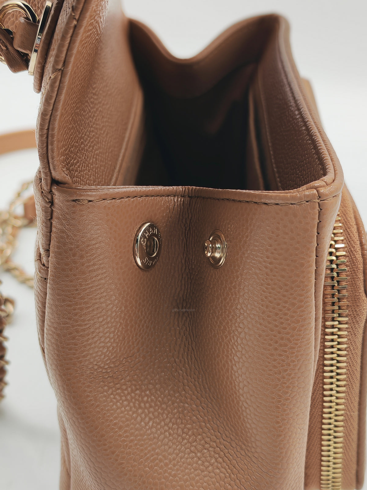 Chanel Business Affinity Small in Caramel Caviar Leather Light Gold Hardware (Series 30)