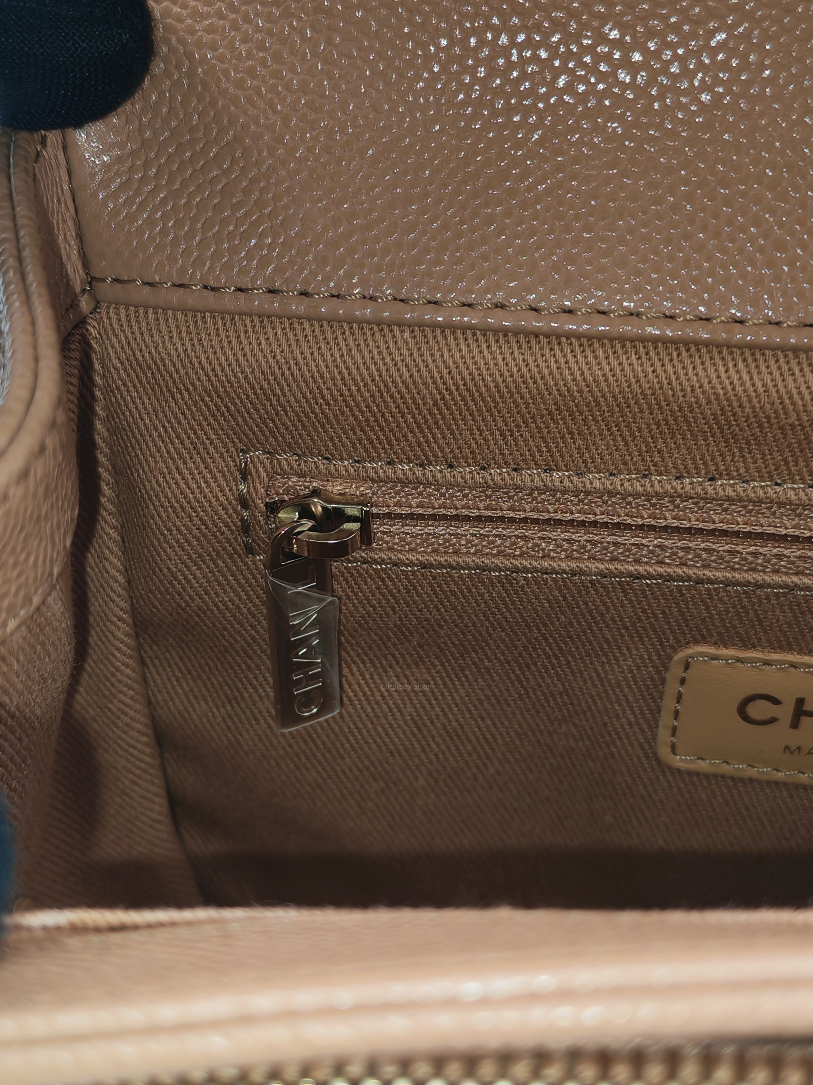 Chanel Business Affinity Small in Caramel Caviar Leather Light Gold Hardware (Series 30)