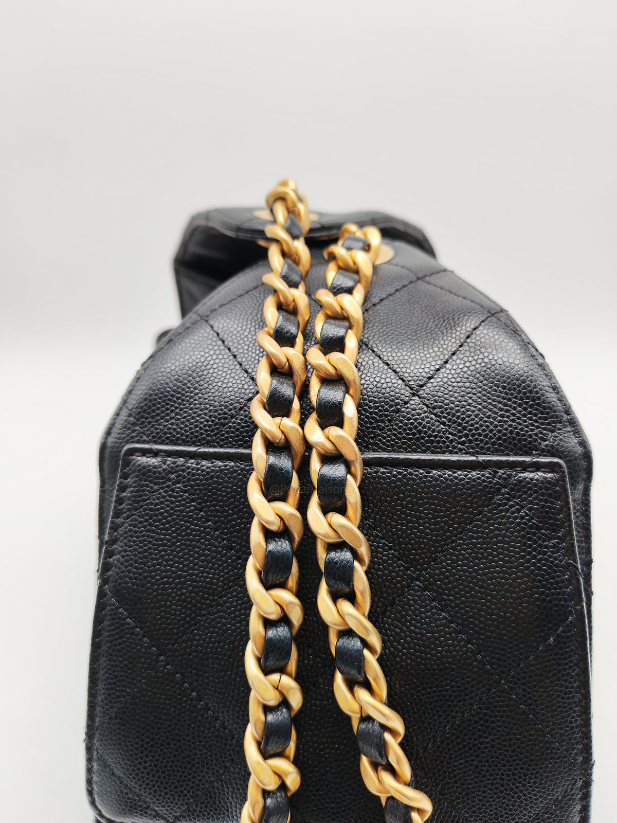 Chanel 25 Hobo Bag Small in Black Caviar Leather Aged Gold Hardware Microchip (A5****40)