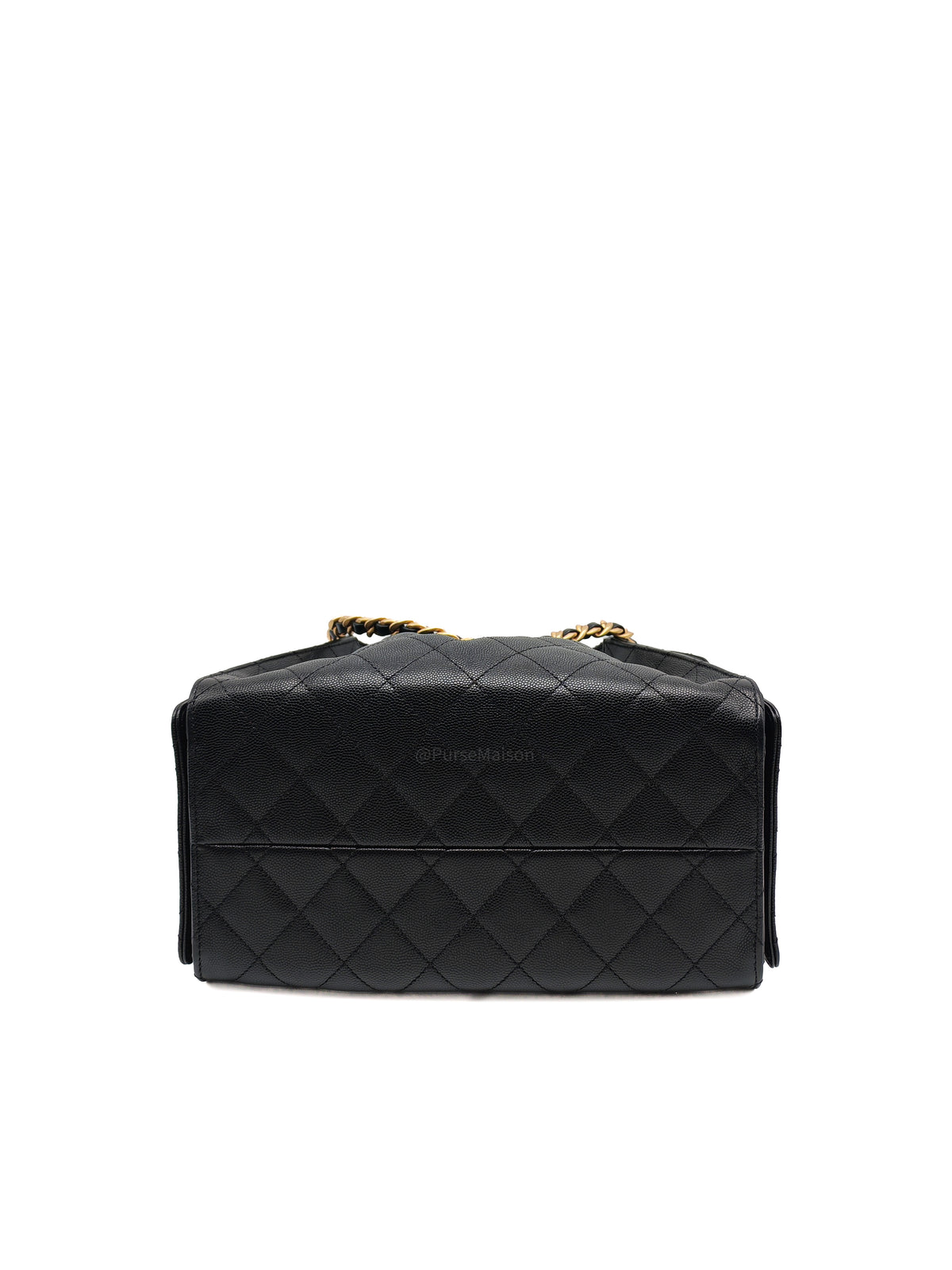 Chanel 25 Hobo Bag Small in Black Caviar Leather Aged Gold Hardware Microchip (A5****40)