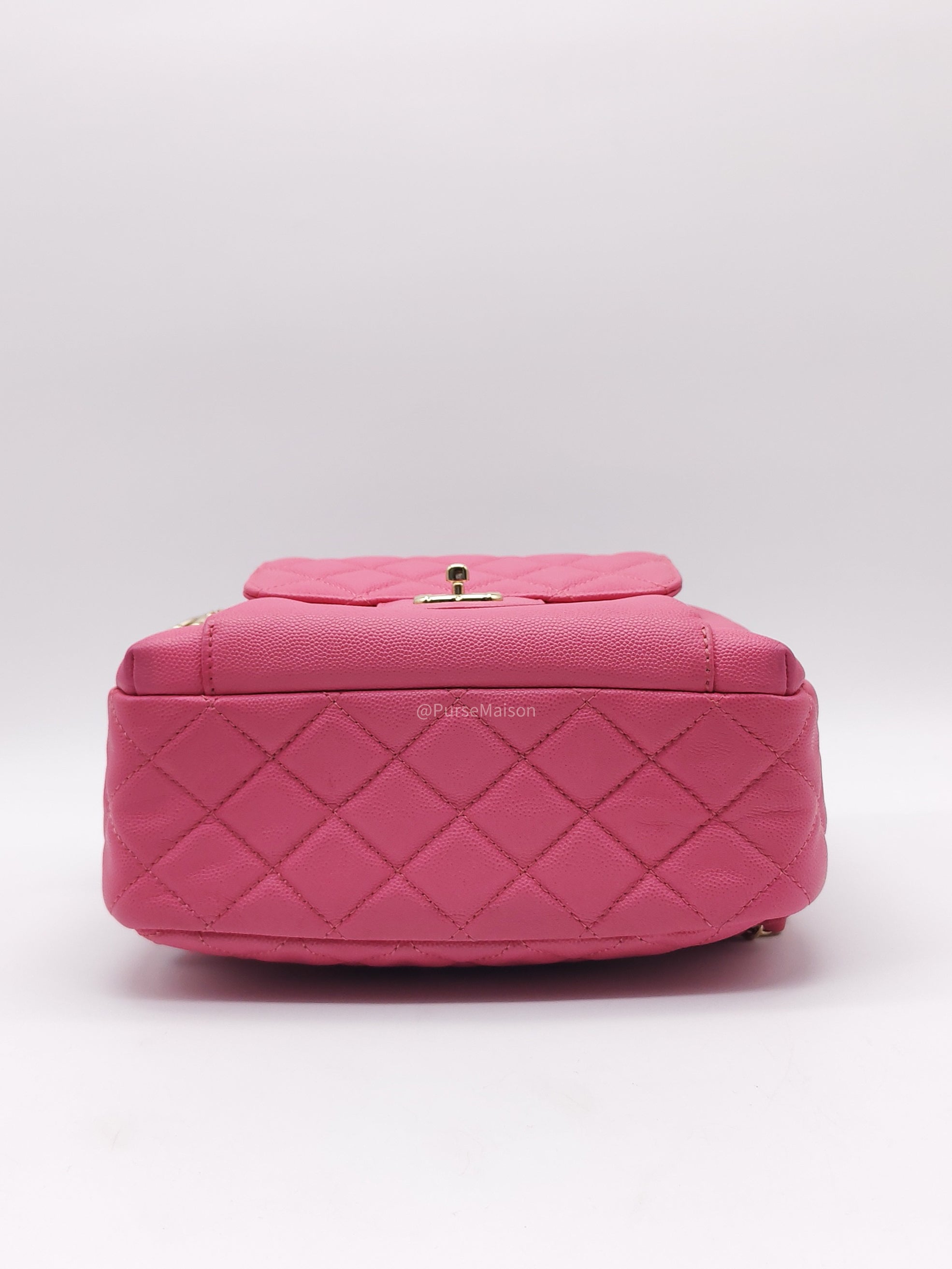 Chanel CC Day Backpack in Pink Quilted Caviar Leather Light Gold Hardware (Series 27)