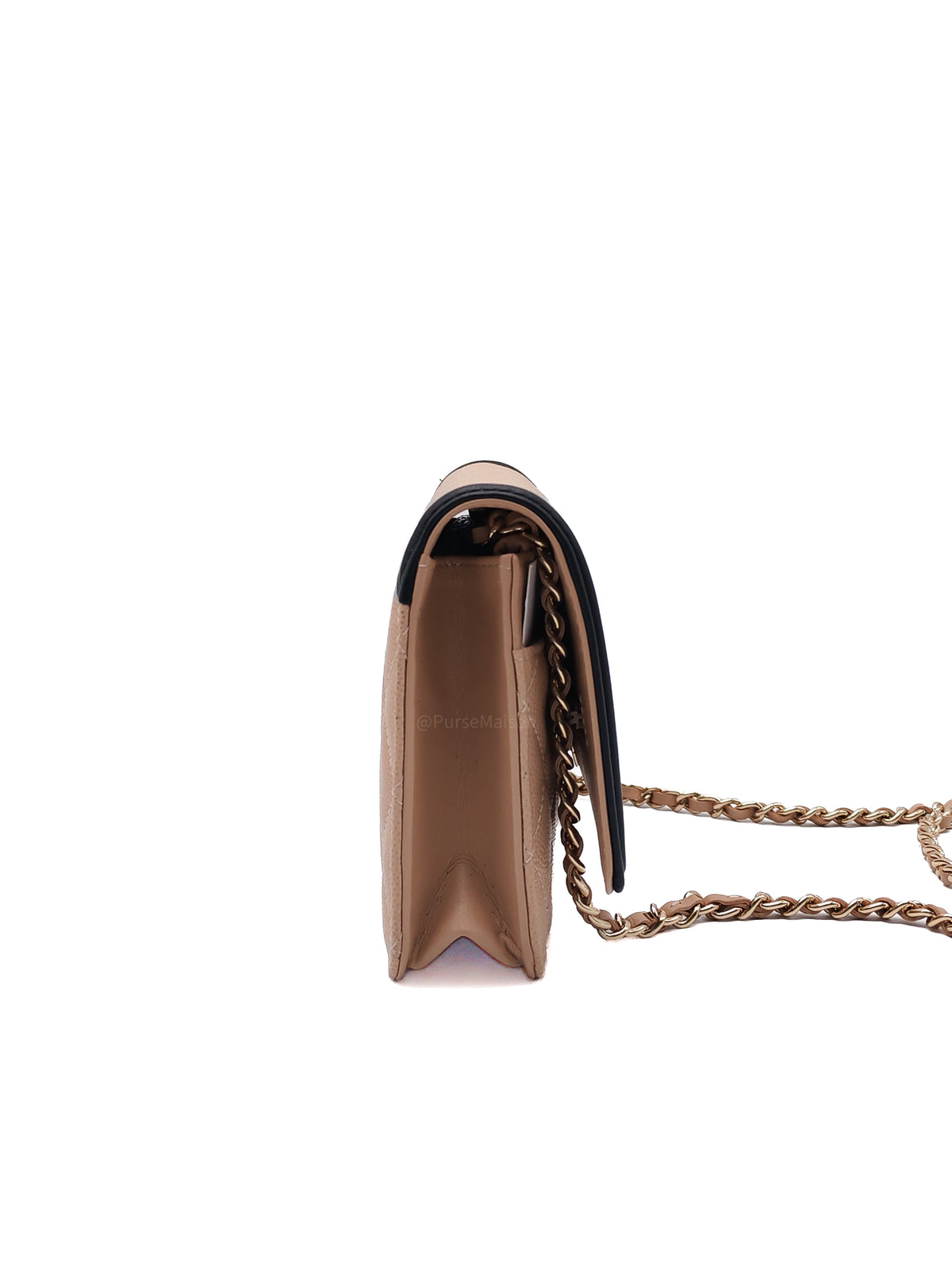 Chanel CC Filigree Wallet on Chain in Beige and Black Caviar Leather and Gold Hardware Series 30