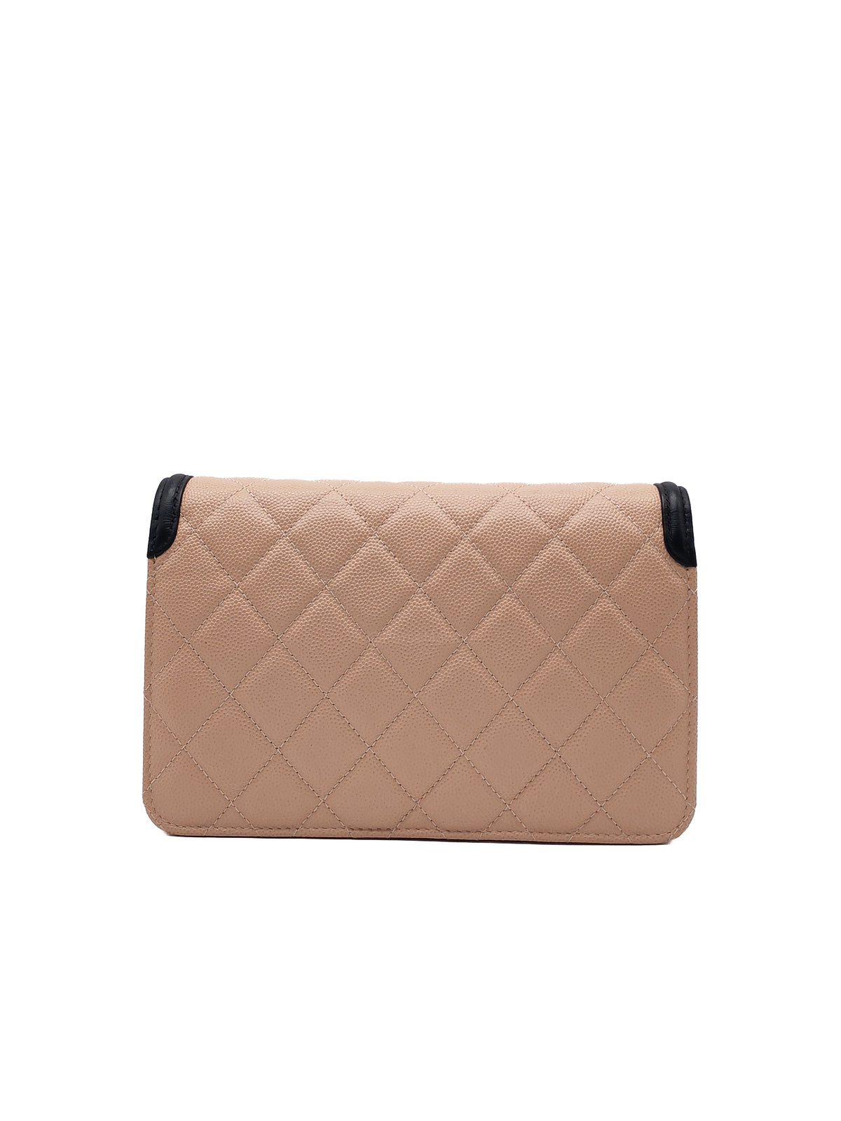 Chanel CC Filigree Wallet on Chain in Beige and Black Caviar Leather and Gold Hardware Series 30