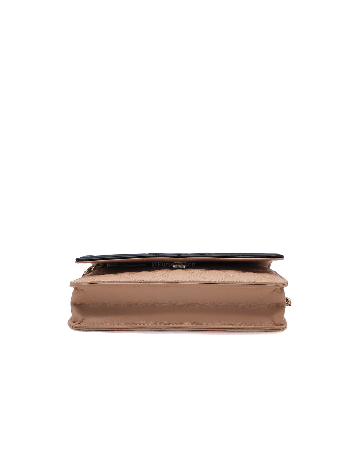 Chanel CC Filigree Wallet on Chain in Beige and Black Caviar Leather and Gold Hardware Series 30