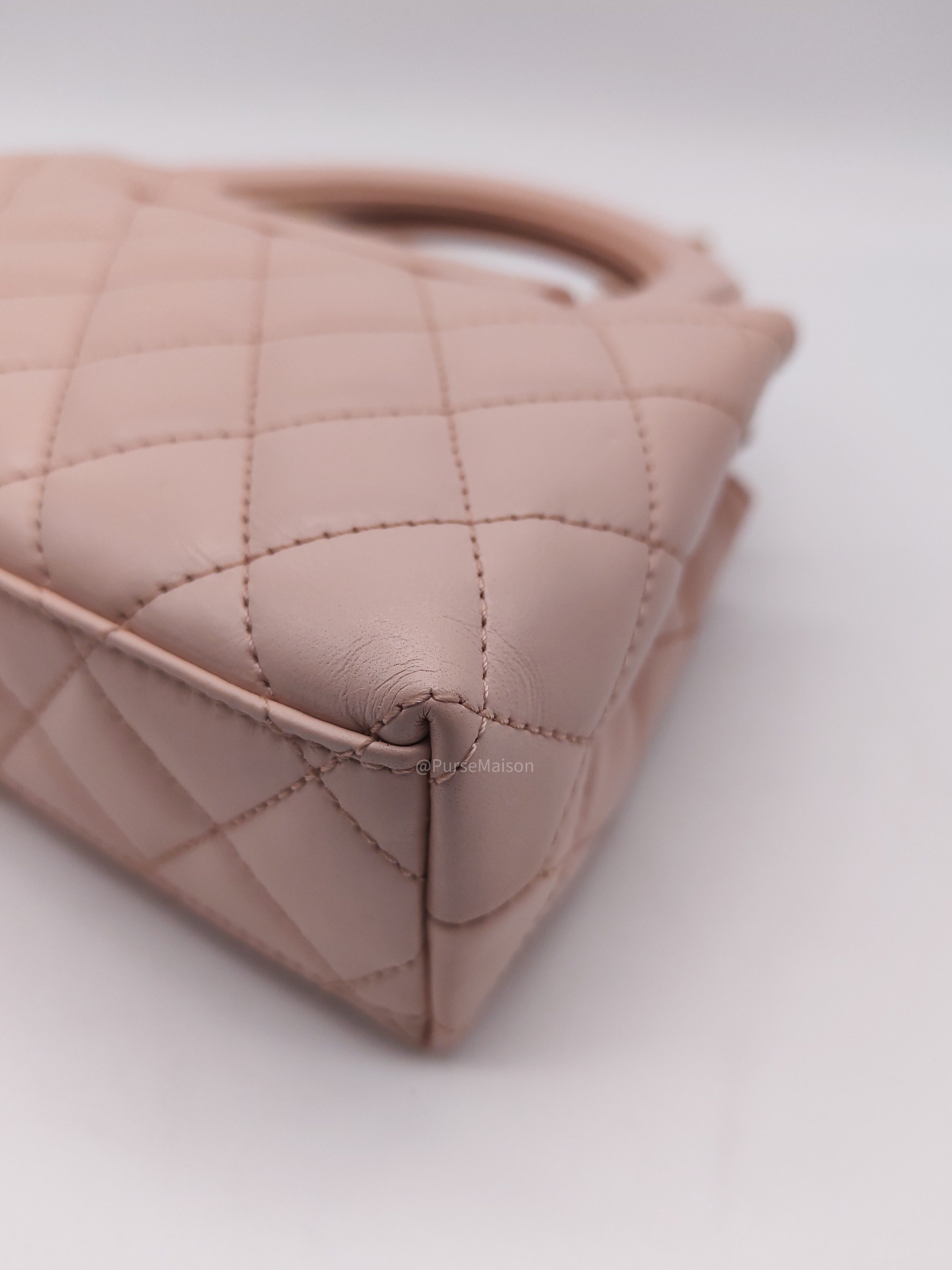 Chanel CC Kelly Small in Baby Pink Shinny Calfskin Leather Aged Gold Hardware Microchip(E8****T5)