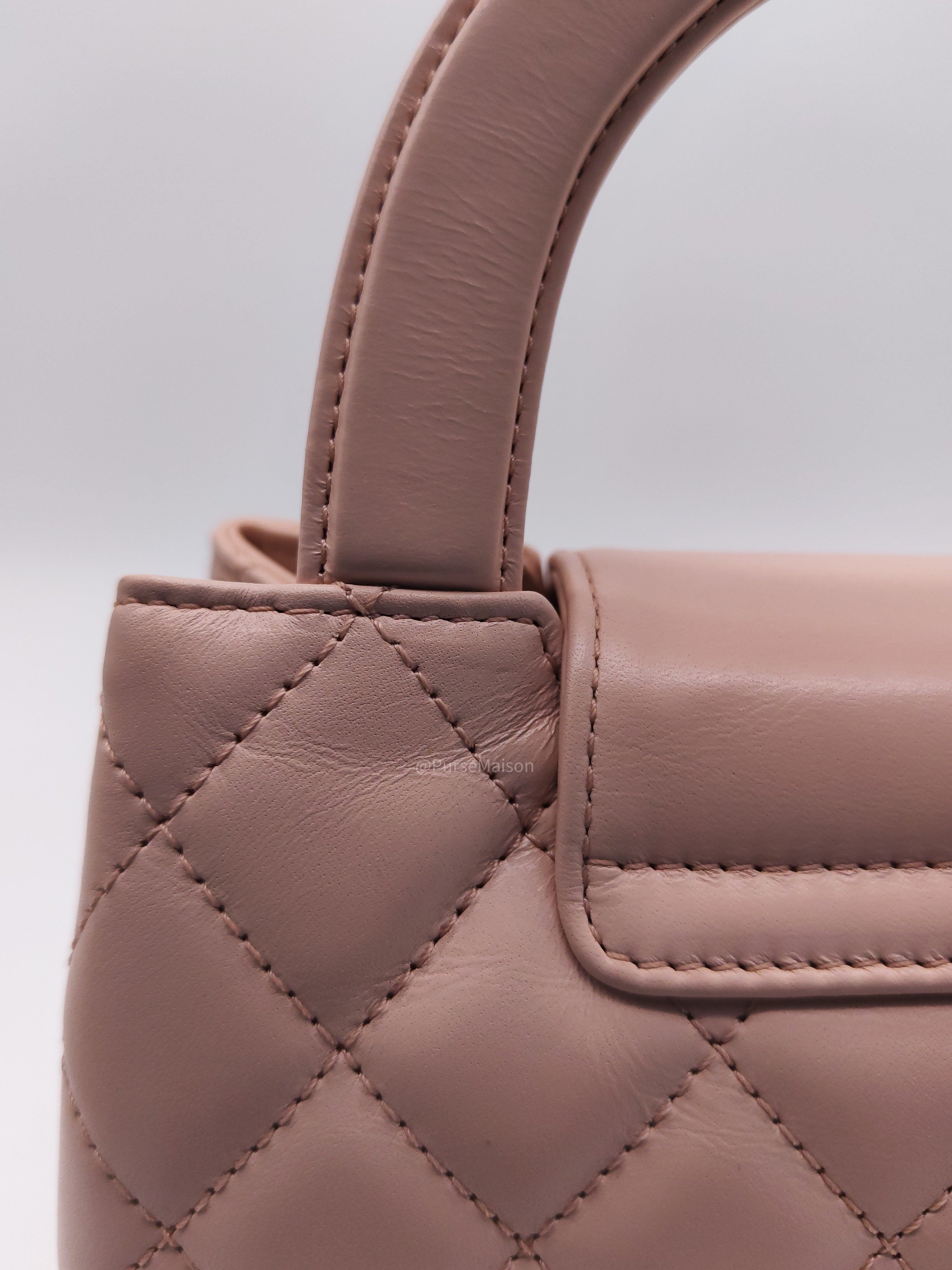 Chanel CC Kelly Small in Baby Pink Shinny Calfskin Leather Aged Gold Hardware Microchip(E8****T5)