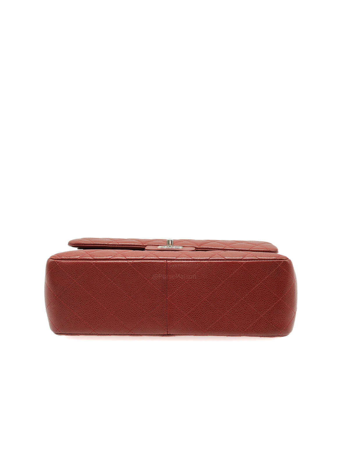 Chanel Classic Double Flap Jumbo in Burgundy Quilted Caviar Leather and Silver Hardware Series 18