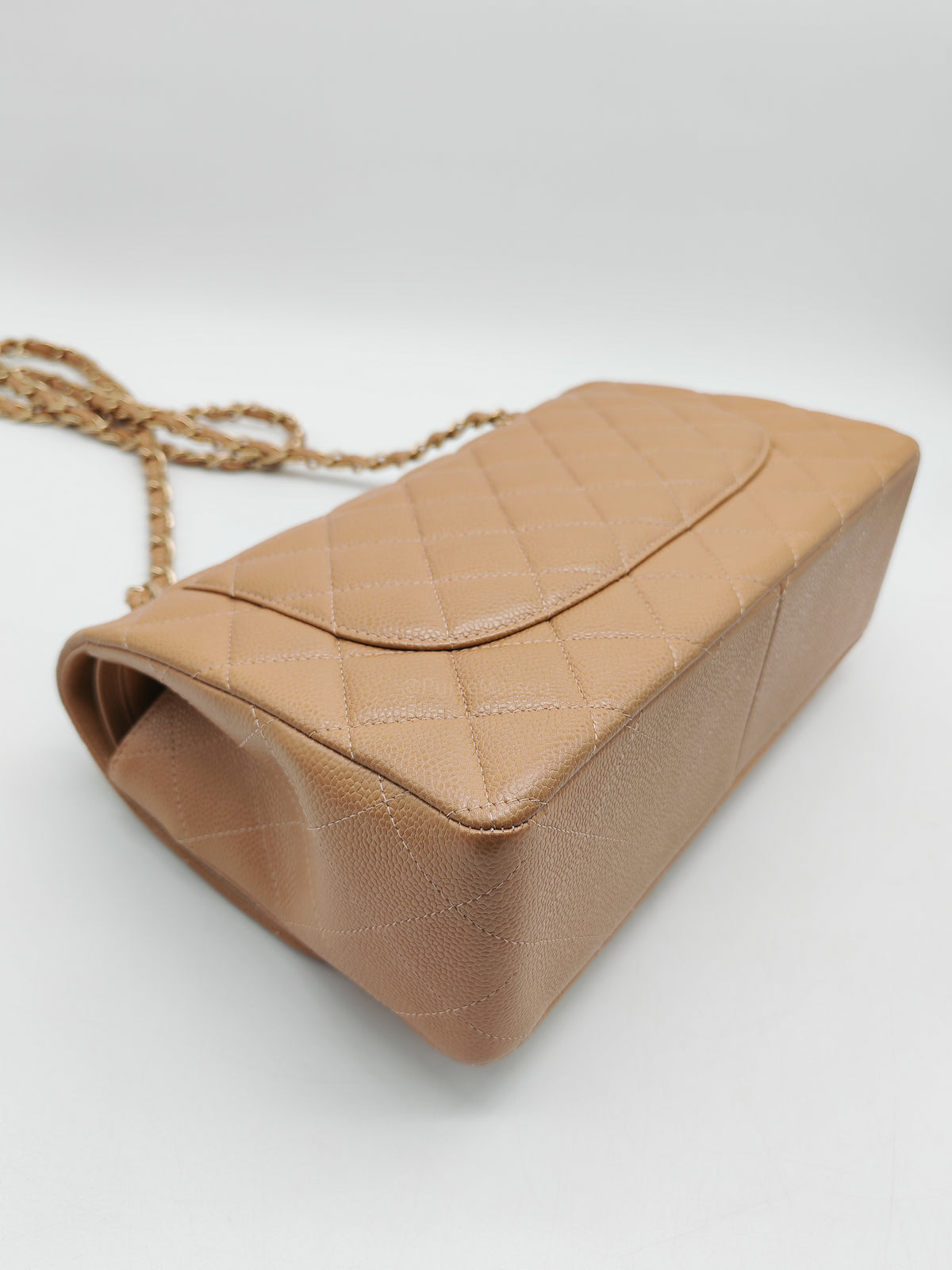 Chanel Classic Double Flap Jumbo in Dark Beige Caviar Leather and Light Gold Hardware (Series 25)