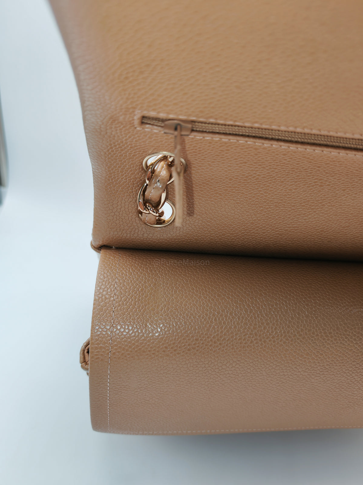 Chanel Classic Double Flap Jumbo in Dark Beige Caviar Leather and Light Gold Hardware (Series 25)
