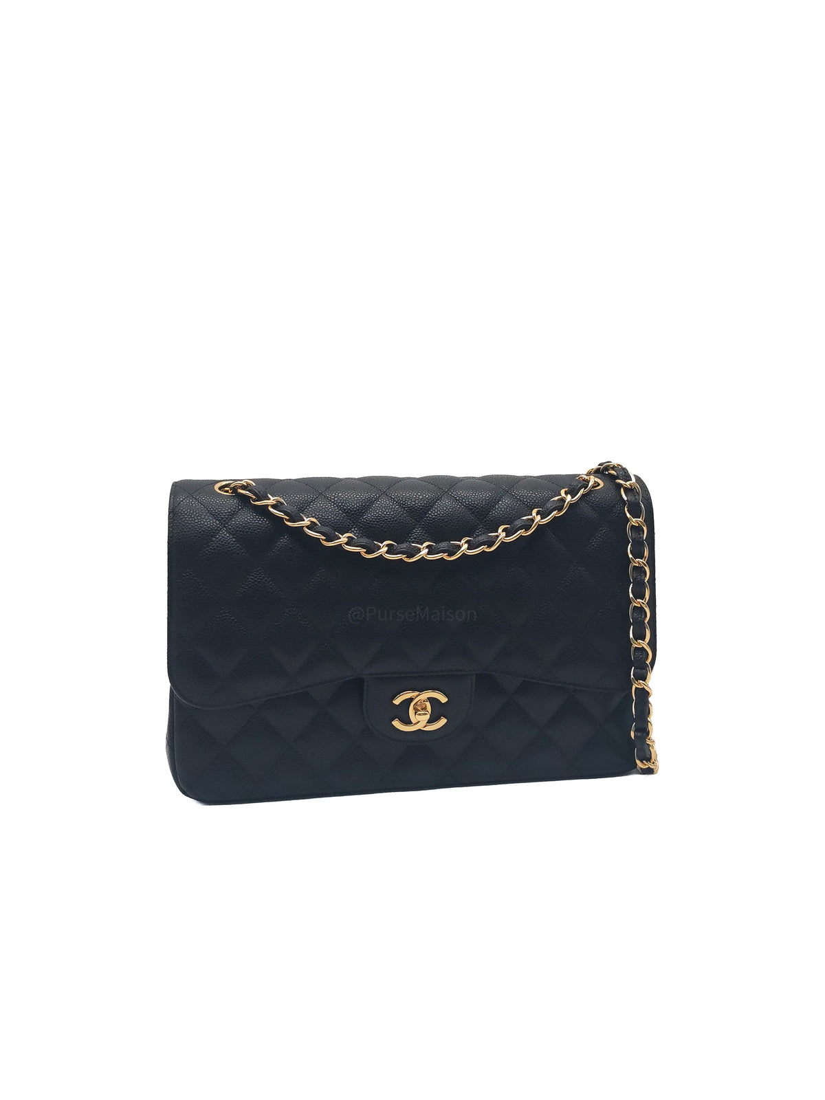 Chanel Classic Double Flap Jumbo in Black Quilted Caviar Leather and Gold Hardware Series 27